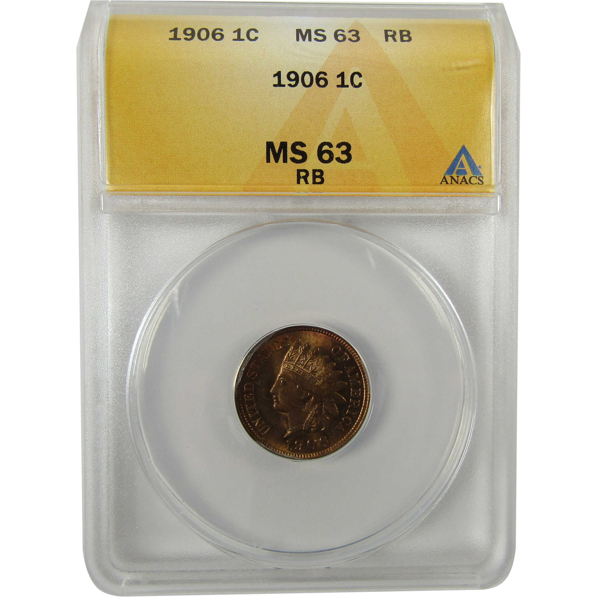1906 Indian Head Cent MS 63 RB ANACS Uncirculated Penny SKU:I28414