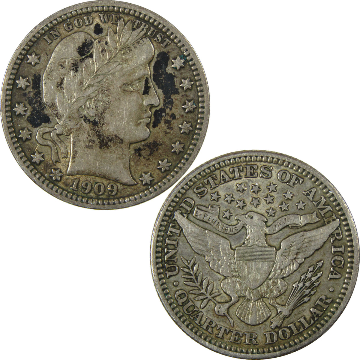 1909 Barber Silver Quarter XF EF Extremely Fine 25c Coin SKU:I28521