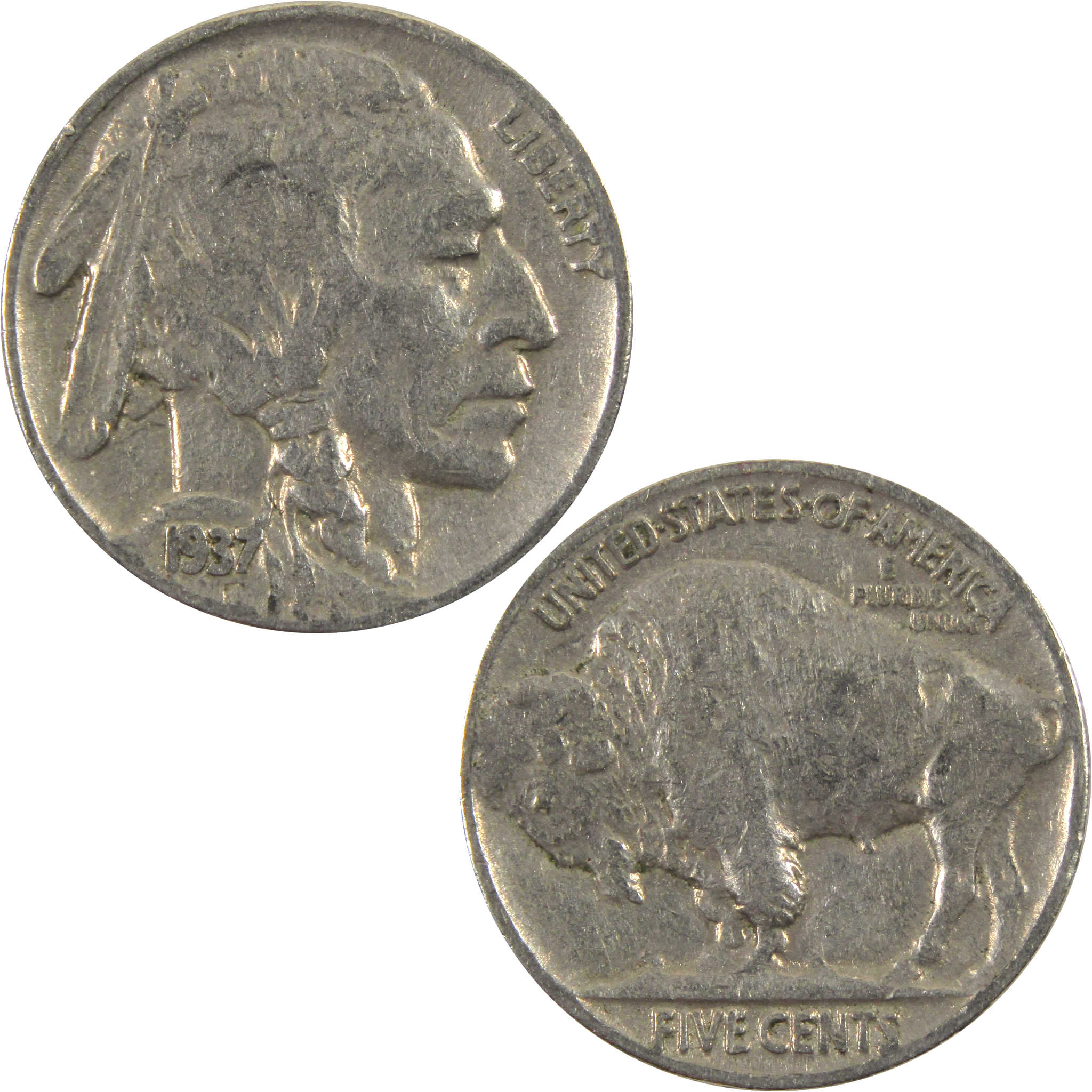 1937 Indian Head Buffalo Nickel F Fine 5c Coin