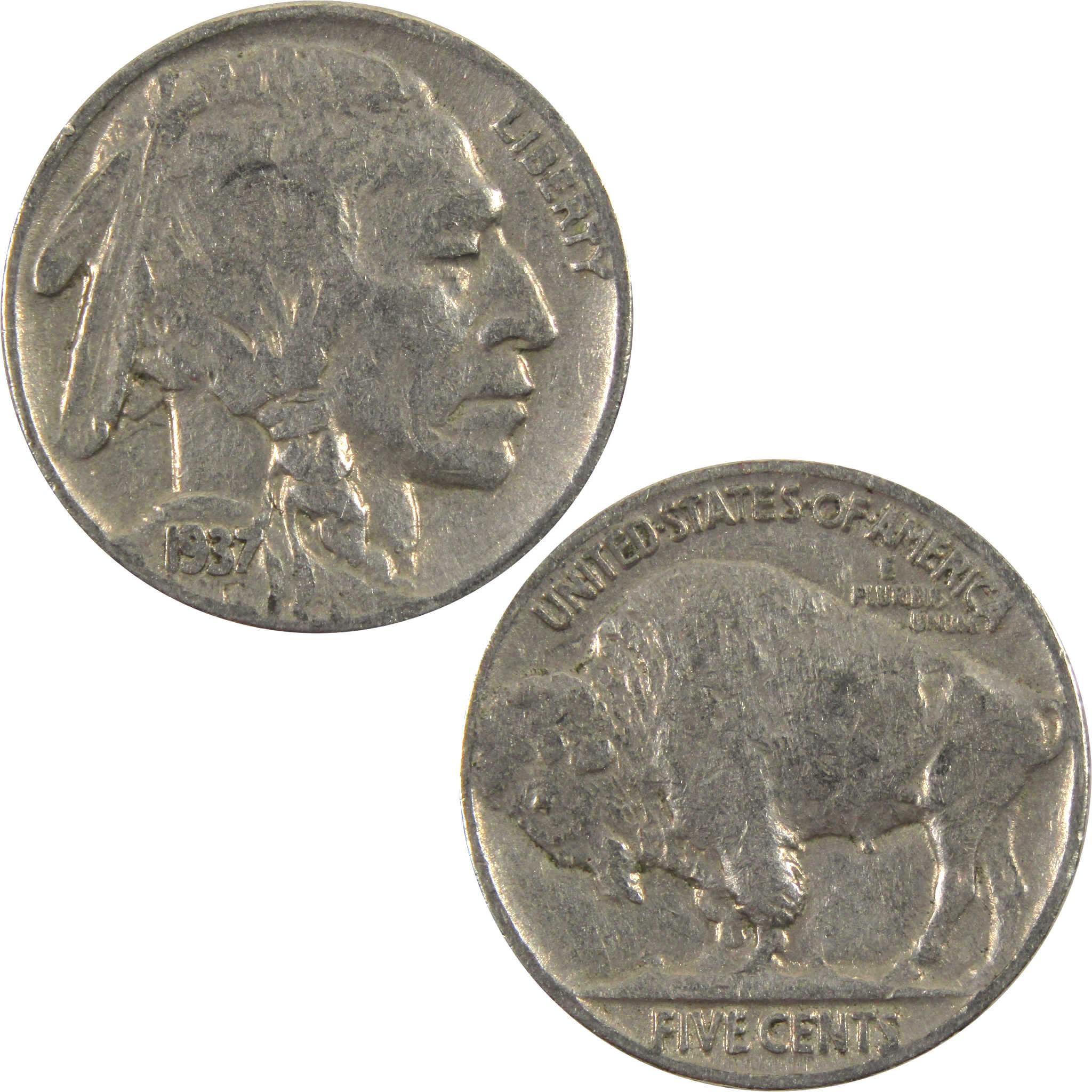 1937 Indian Head Buffalo Nickel F Fine 5c Coin