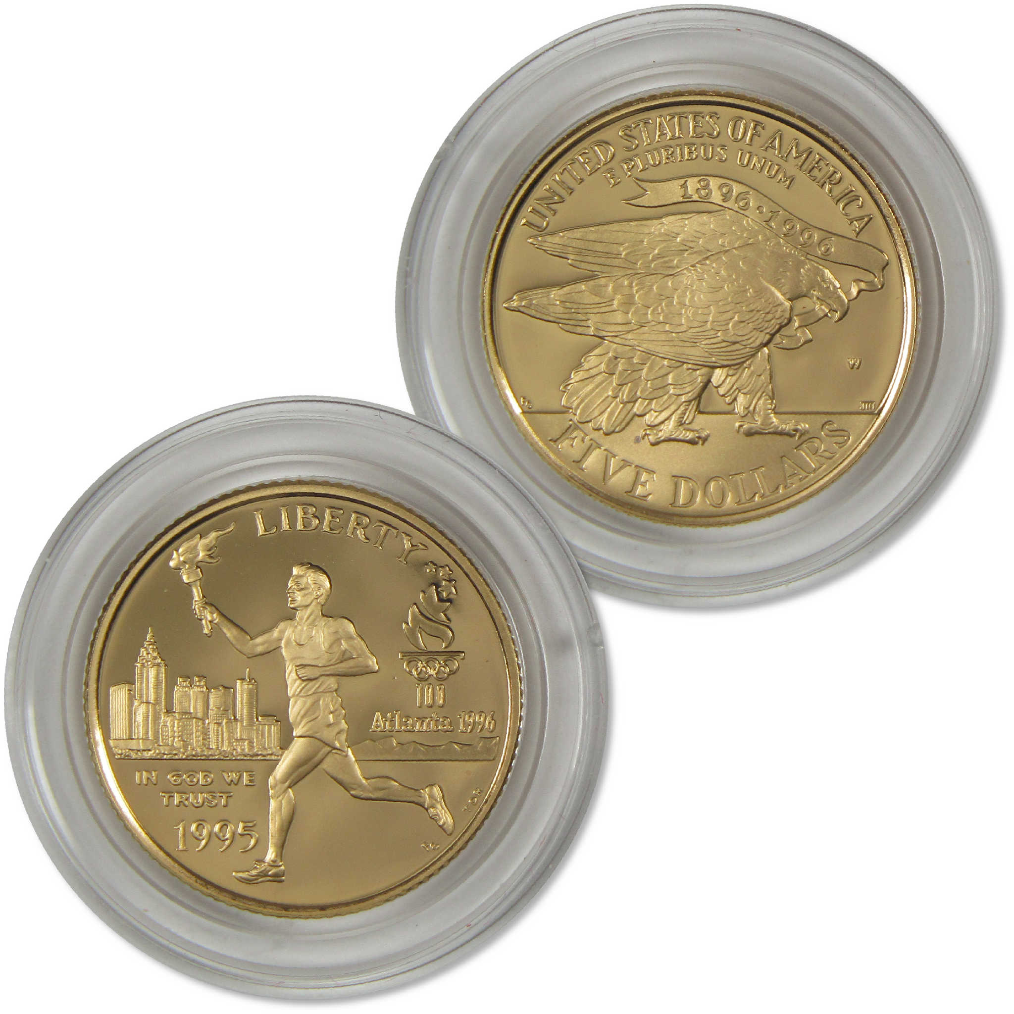 Atlanta Olympic Torch Runner Commemorative 1995 W Proof Gold $5 Coin