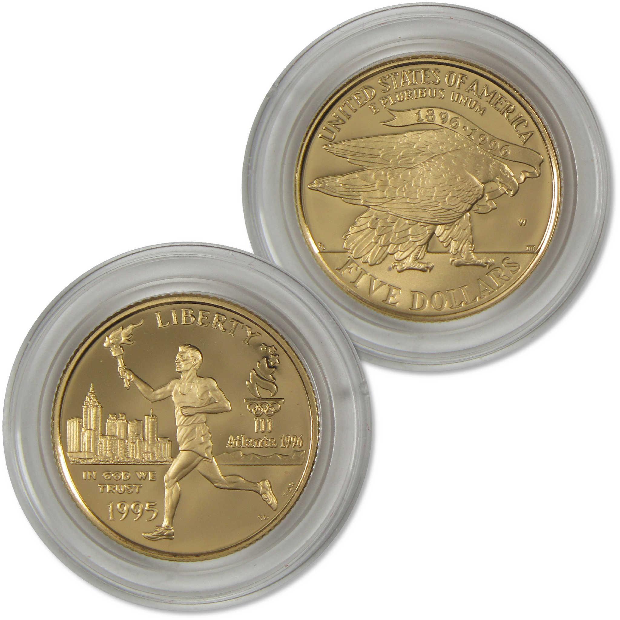 1995 W $5 Atlanta Olympics Torch Runner Commemorative Gold Proof Coin