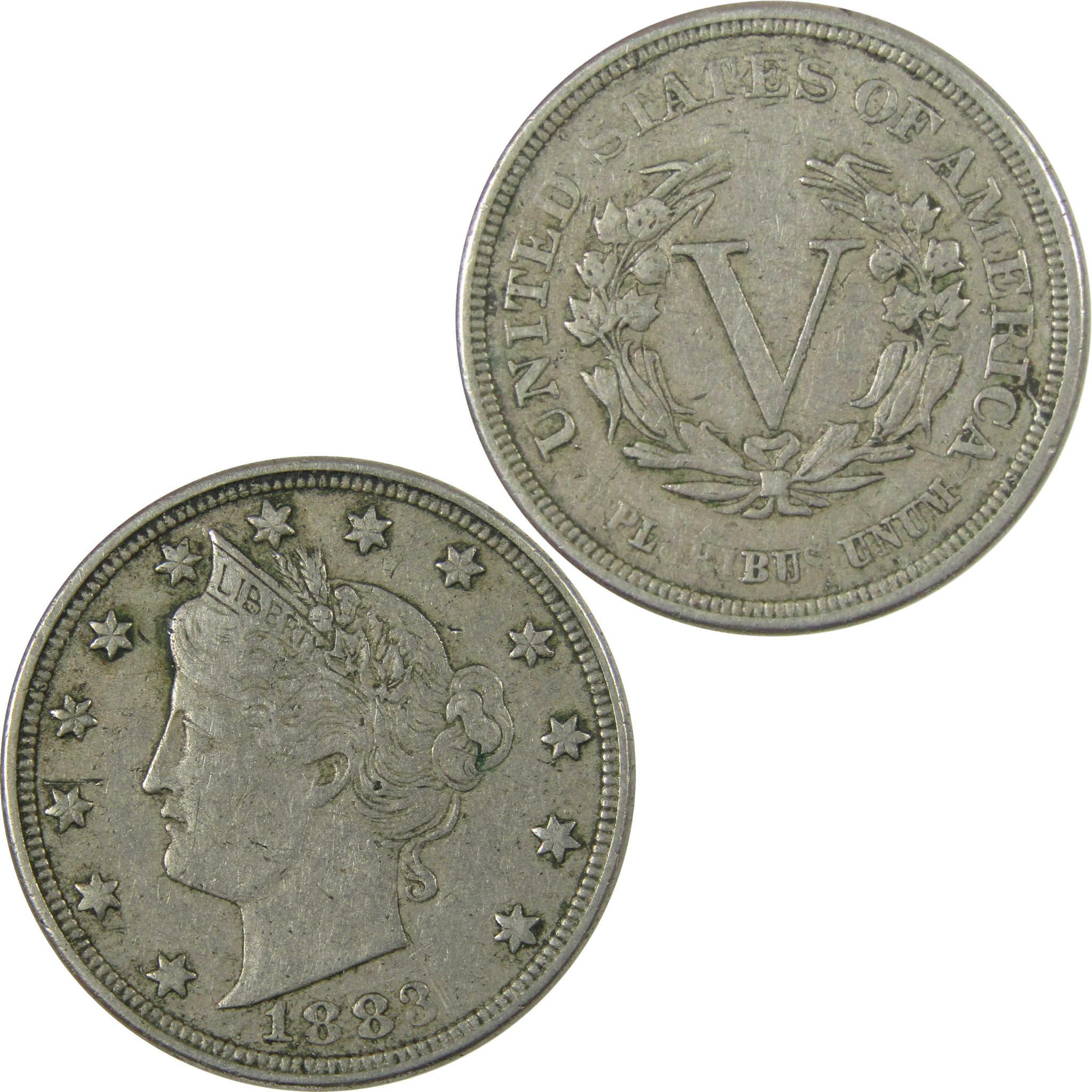 1883 No Cents Liberty Head V Nickel VF Very Fine 5c Coin SKU:I26982