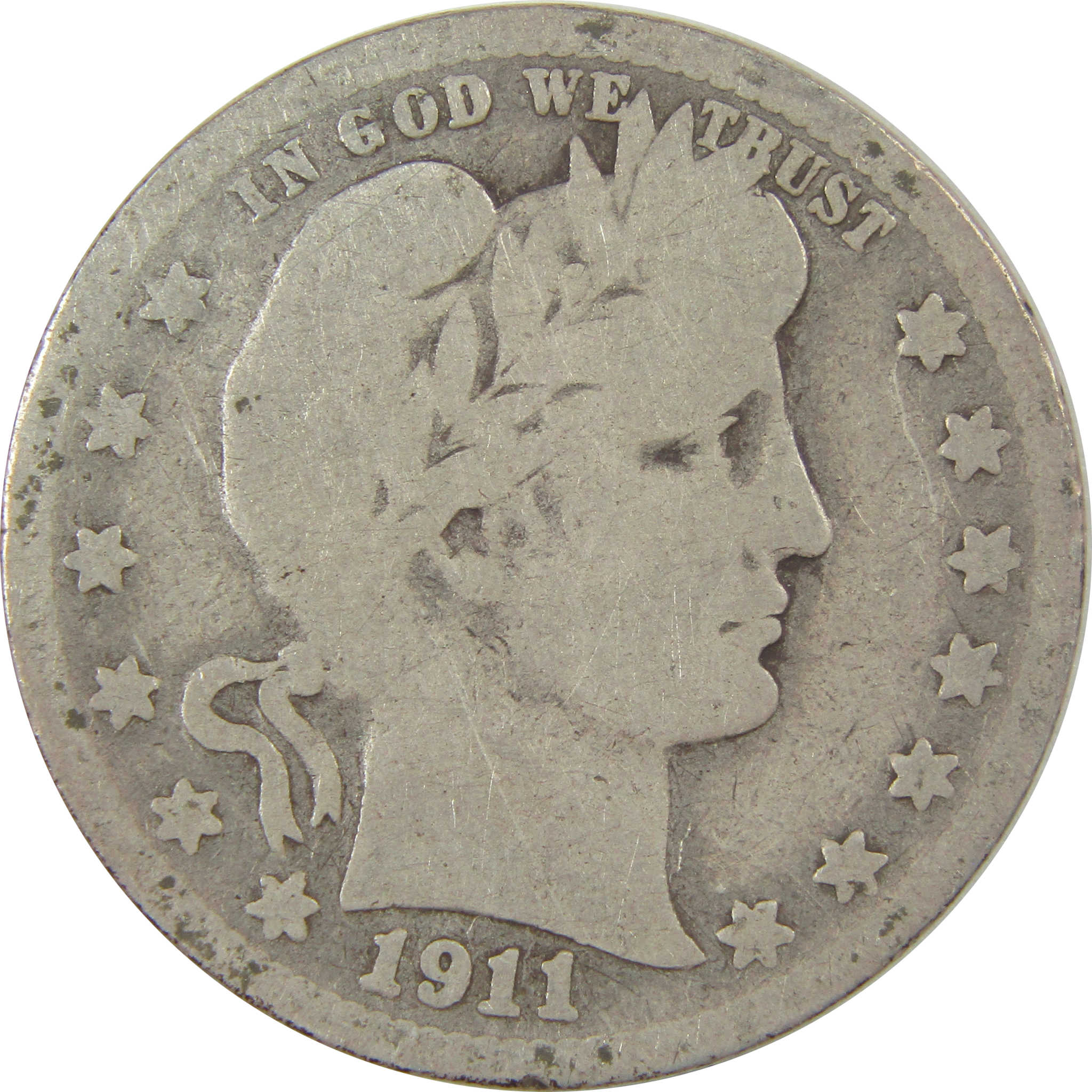 1911 D Barber Quarter G Good Silver 25c Coin SKU:I21841