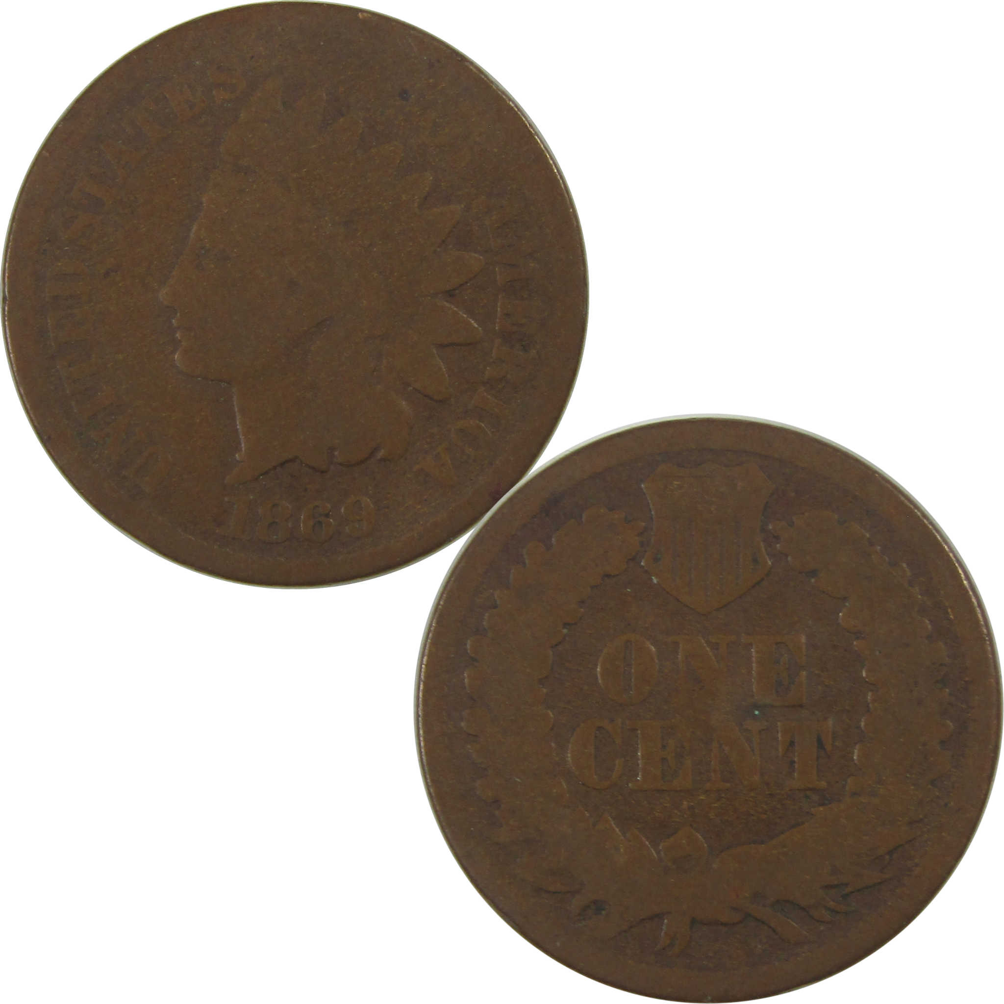 1869 Indian Head Cent G Good Penny 1c Coin SKU:CPC0572