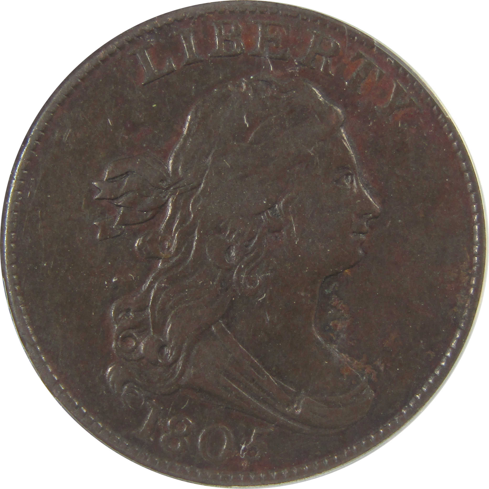 1805 Lg 5 Stems Draped Bust Half Cent VF 35 Details ANACS SKU:CPC0830