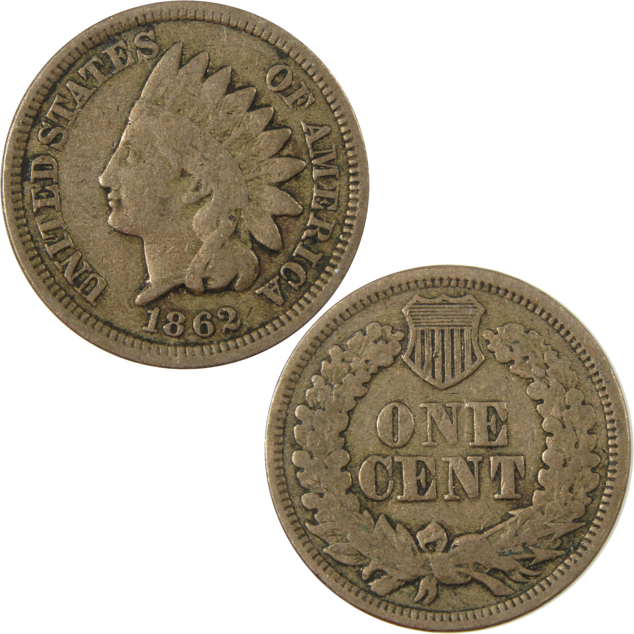 1862 Indian Head Cent VG Very Good Details Penny 1c Coin SKU:CP1241