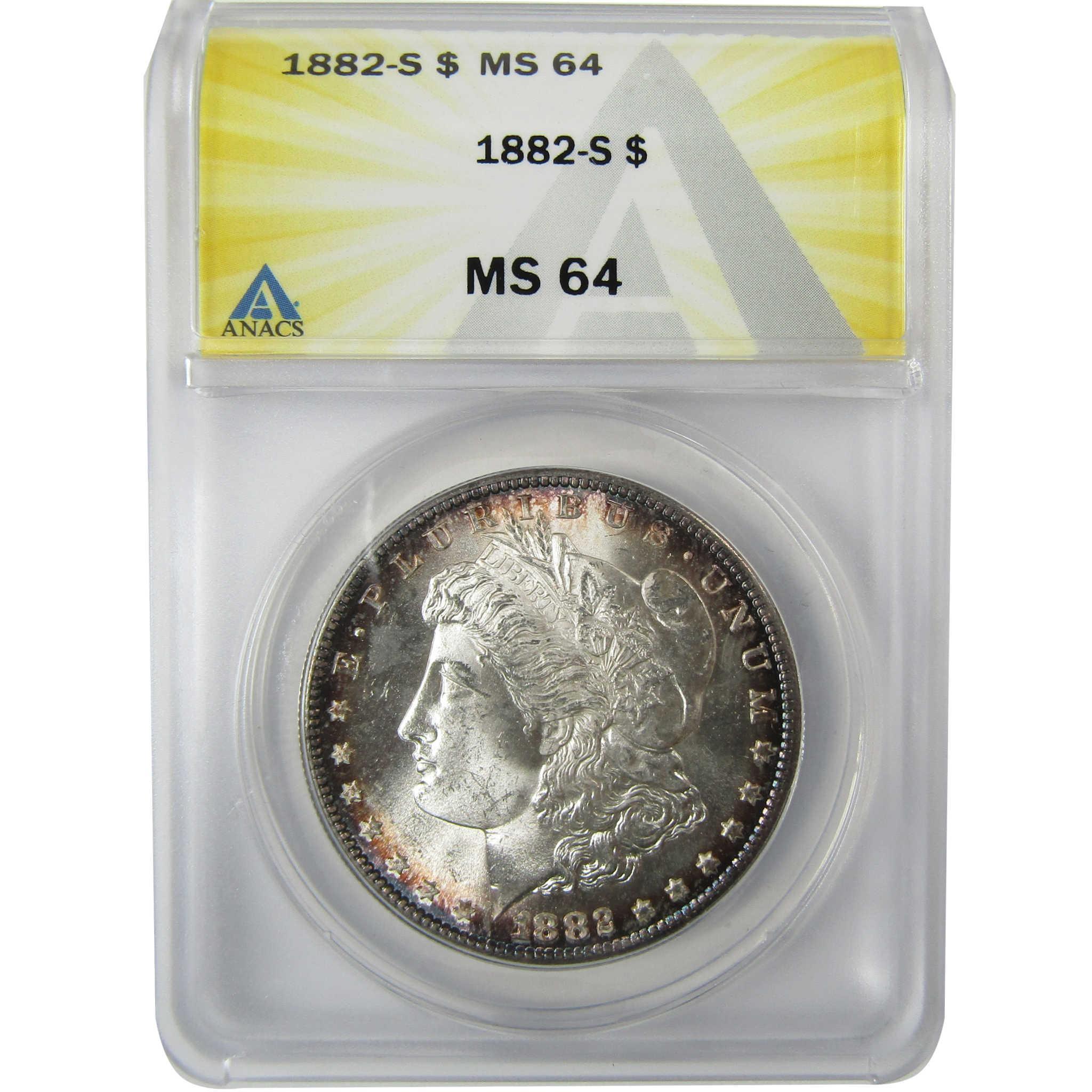1882 S Morgan Silver Dollar MS 64 ANACS Uncirculated $1 Coin SKU:CP826 - Morgan coin - Morgan silver dollar - Morgan silver dollar for sale - Profile Coins & Collectibles