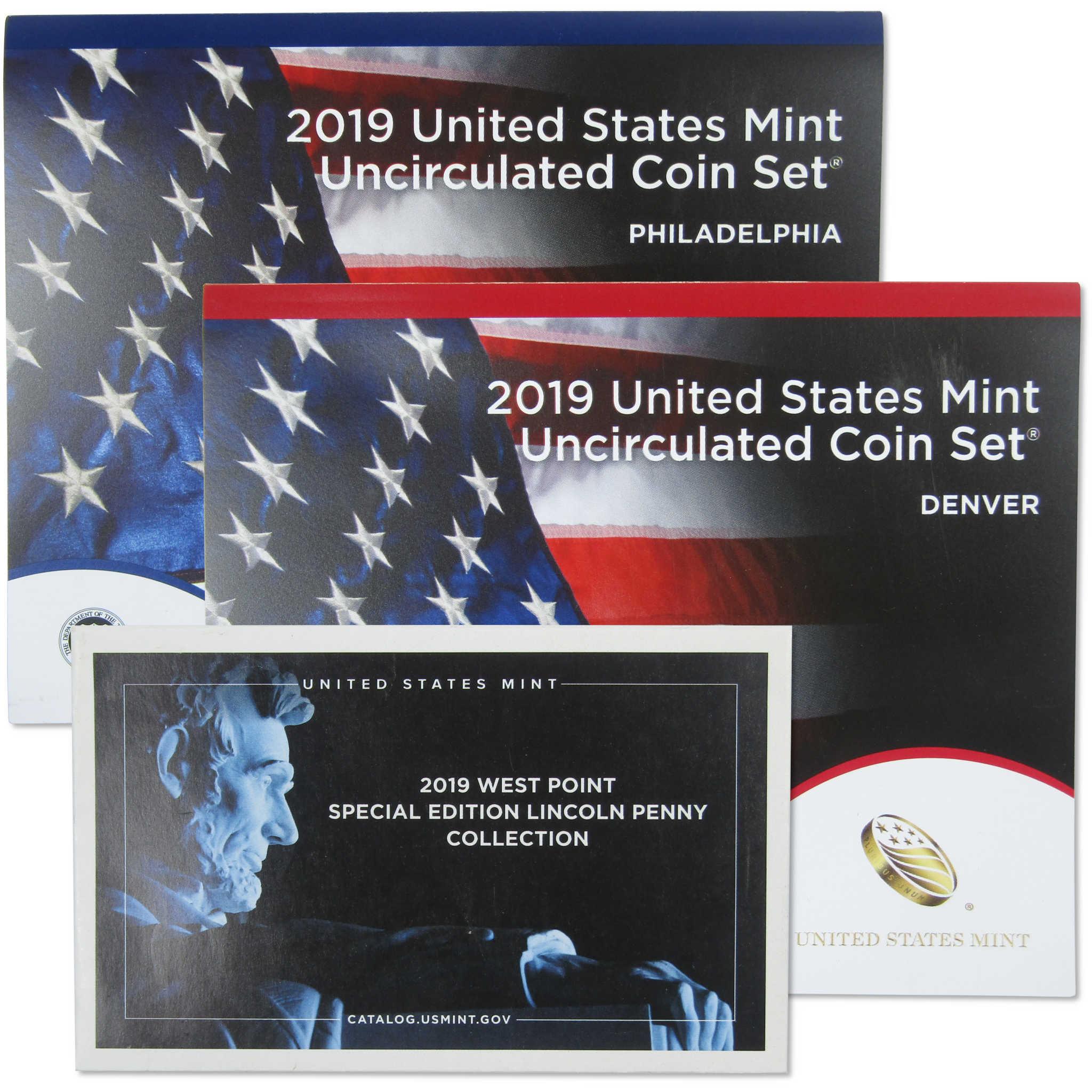 2019 Uncirculated Coin Set U.S Mint OGP COA with West Point Penny