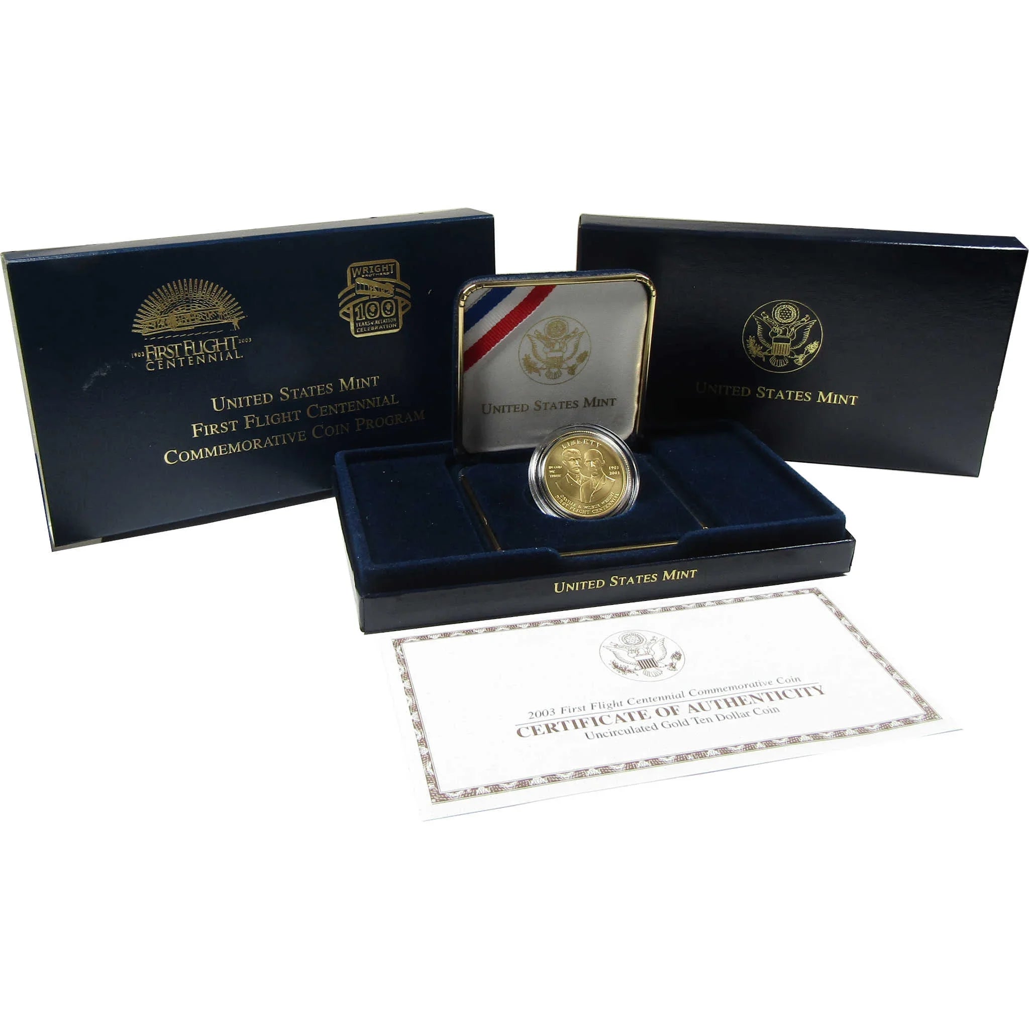 2003 W First Flight Commemorative Gold $10 Uncirculated OGP COA