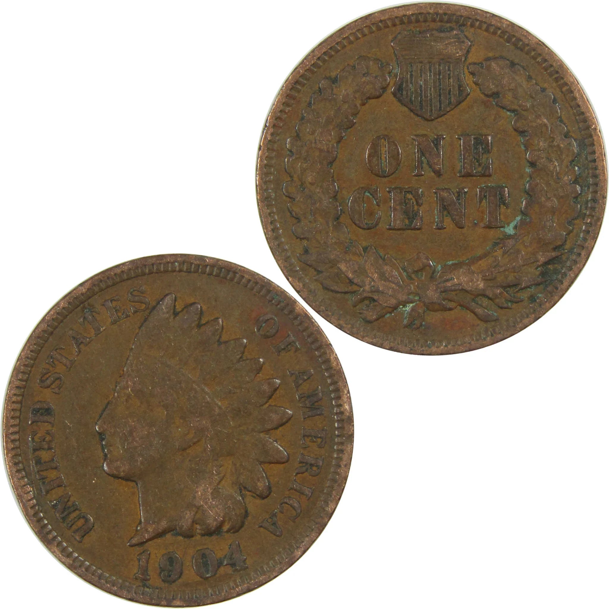 1904 Indian Head Cent F Fine Penny 1c Coin SKU:I27020