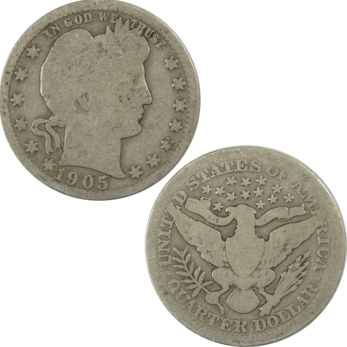 1905 Barber Quarter AG About Good Silver 25c Coin SKU:I21799