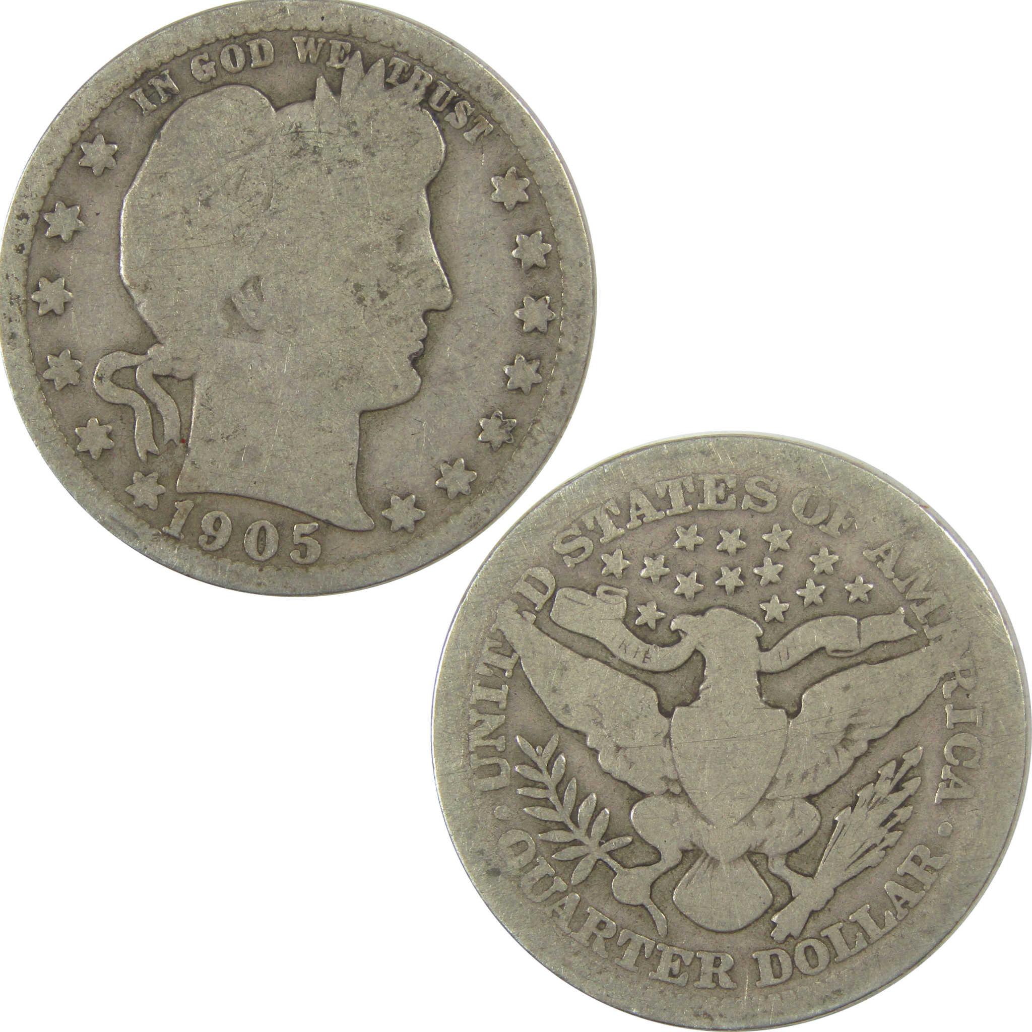 1905 Barber Quarter AG About Good Silver 25c Coin SKU:I21799