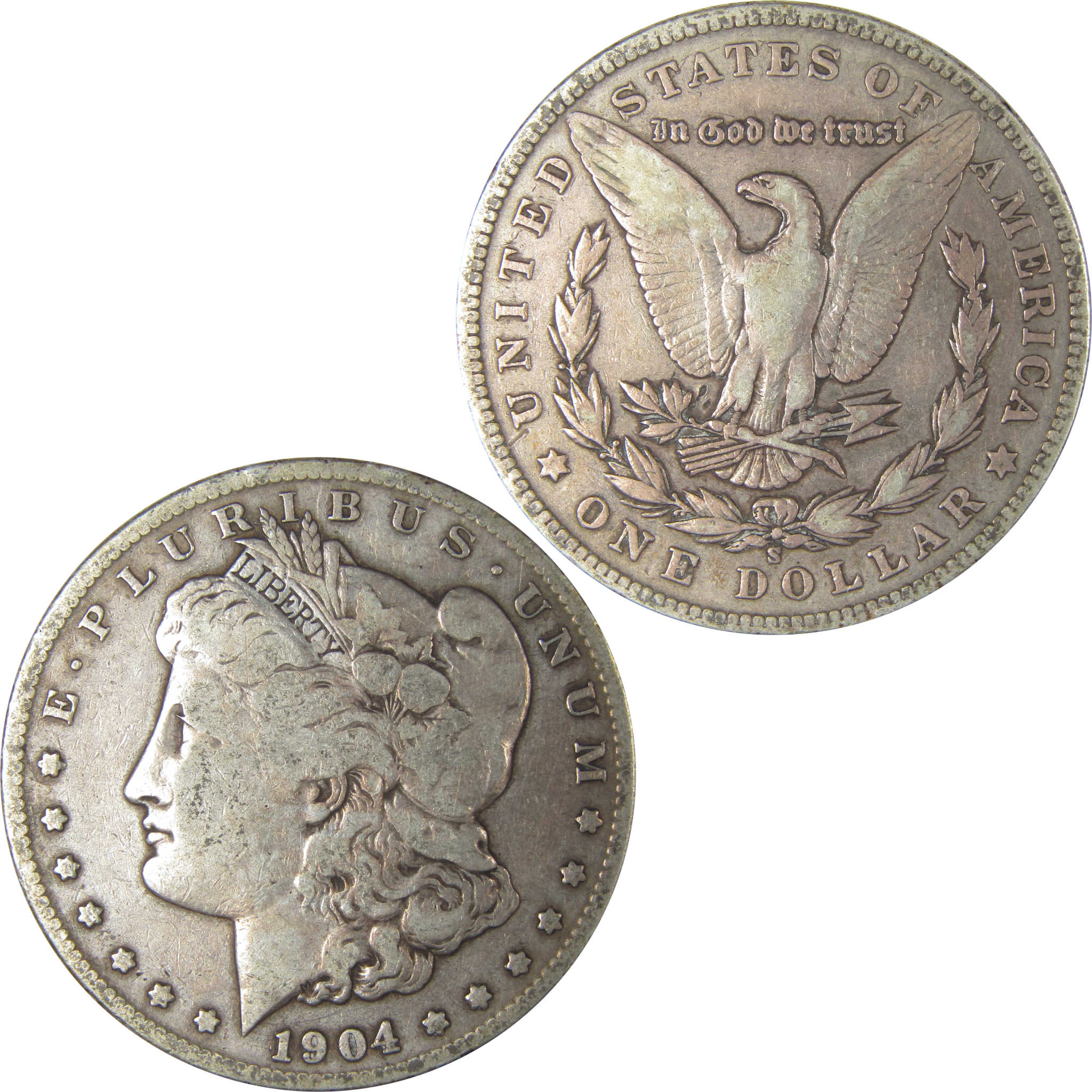 1904 S Morgan Dollar F Fine Silver $1 Coin SKU:I22512 - Morgan coin - Morgan silver dollar - Morgan silver dollar for sale - Profile Coins & Collectibles