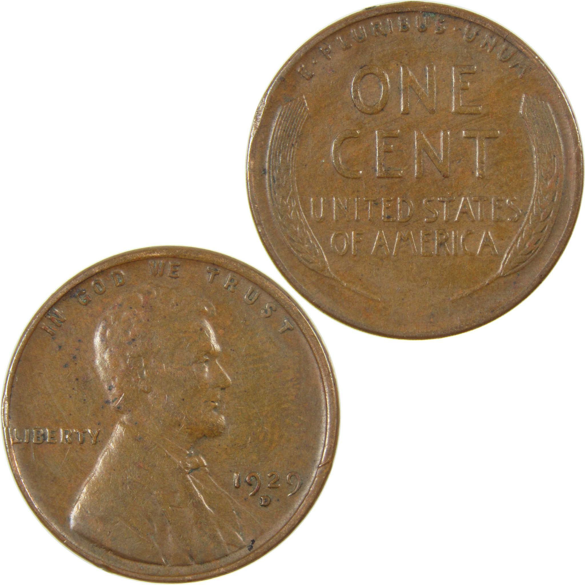 1929 D Lincoln Wheat Cent VF Very Fine Penny 1c Coin SKU:I27279