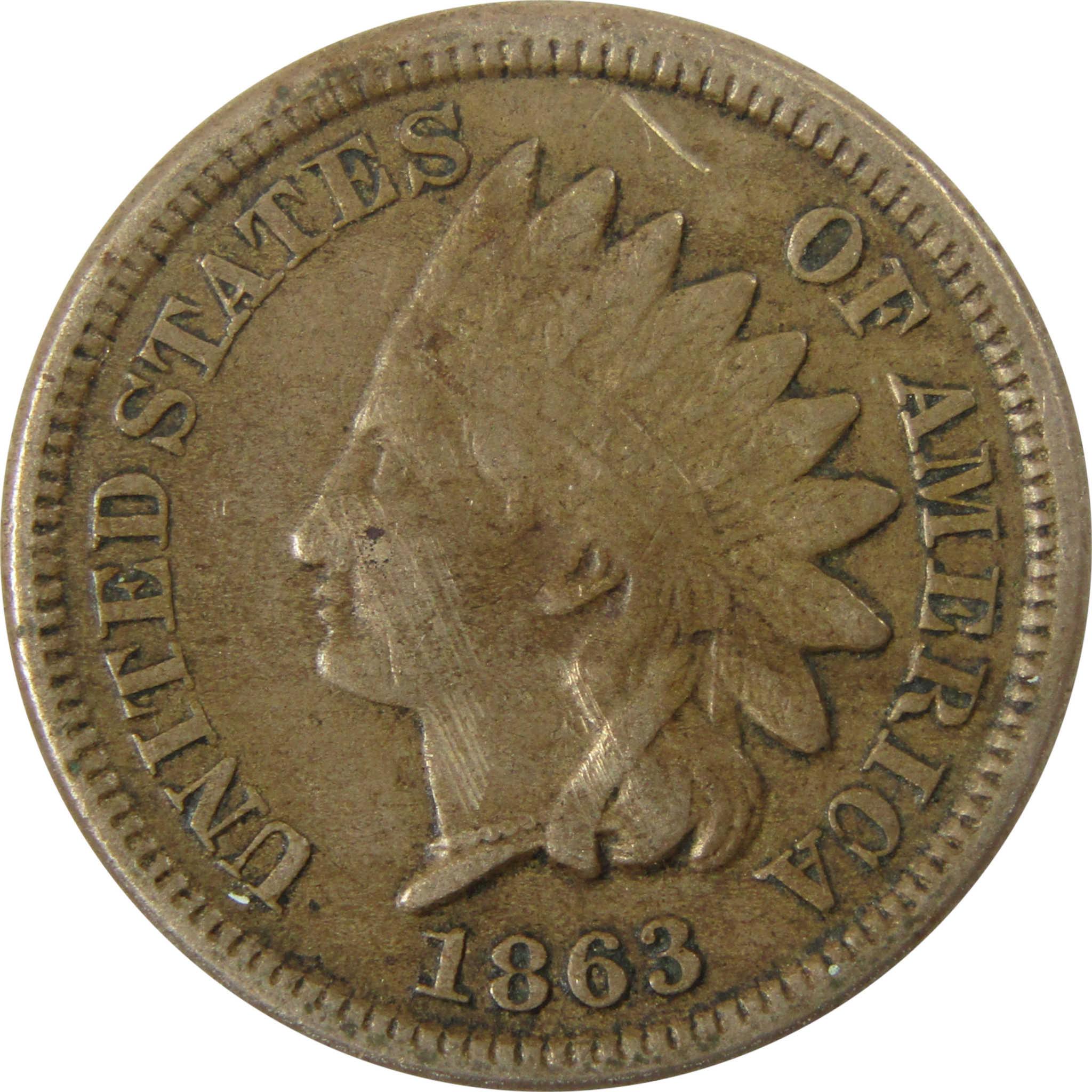 1863 Indian Head Cent VF Very Fine Details Penny 1c Coin SKU:CP1112