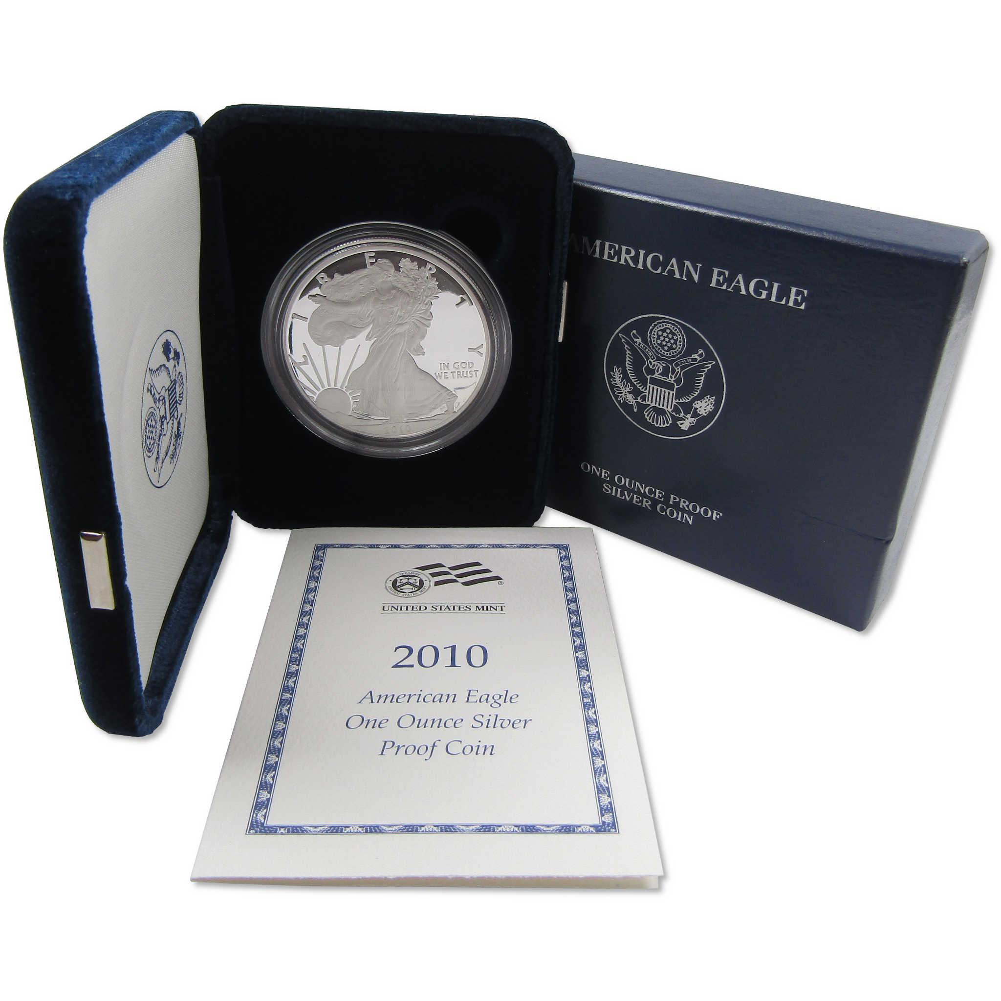 2010 W American Silver Eagle Choice Proof Bullion $1 Coin OGP COA