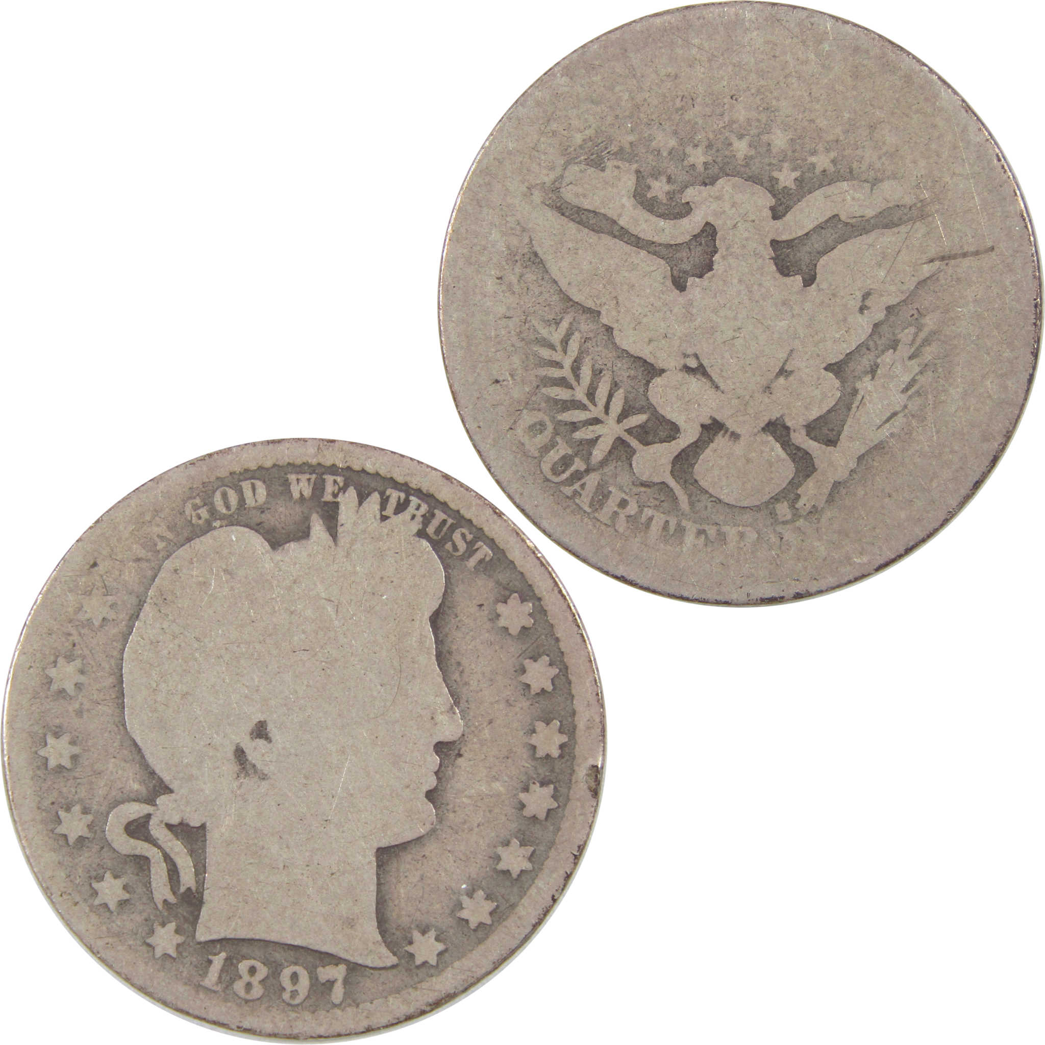 1897 S Barber Quarter AG About Good Silver 25c Coin SKU:I18137