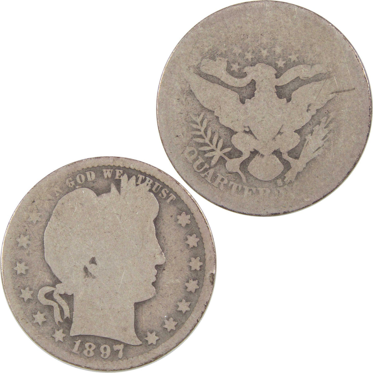1897 S Barber Quarter AG About Good Silver 25c Coin SKU:I18137