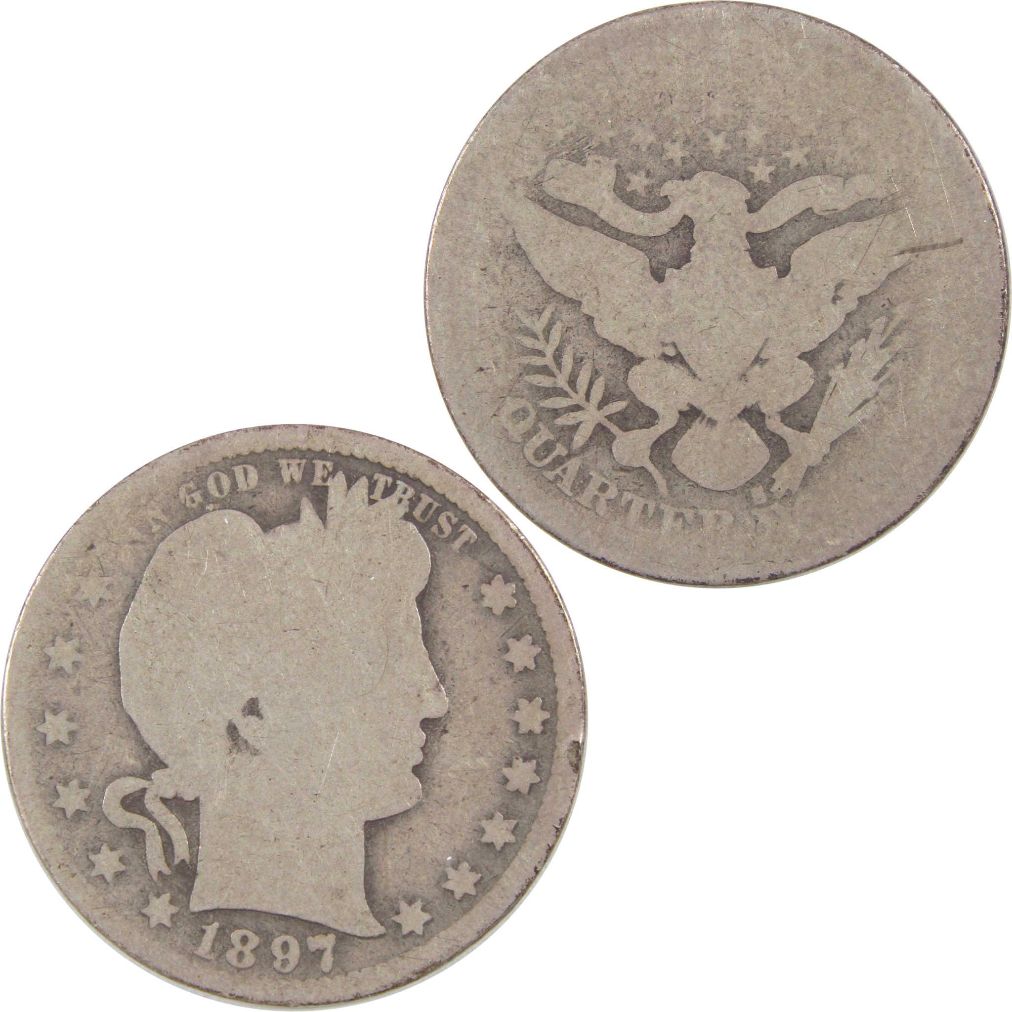 1897 S Barber Quarter AG About Good Silver 25c Coin SKU:I18137