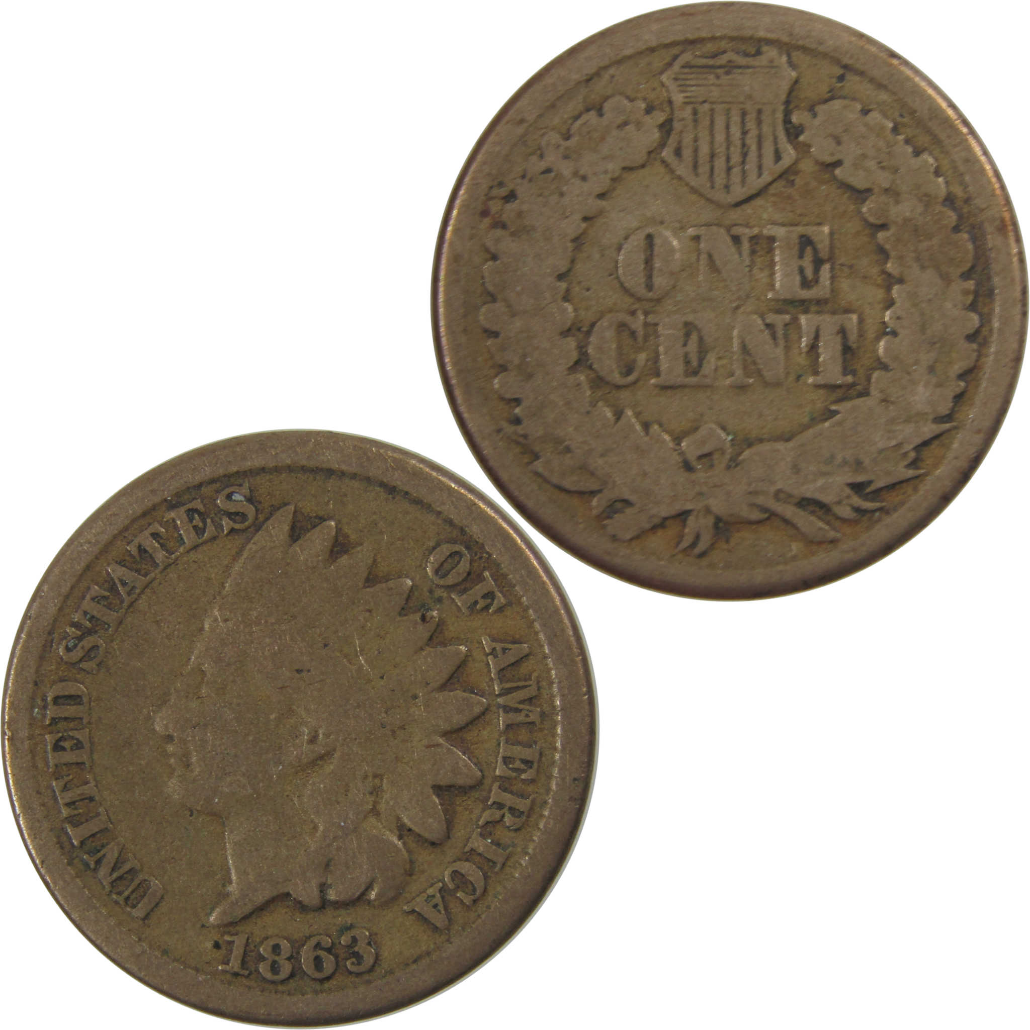 1863 Indian Head Cent G Good Penny 1c Coin Collectible SKU:I24296