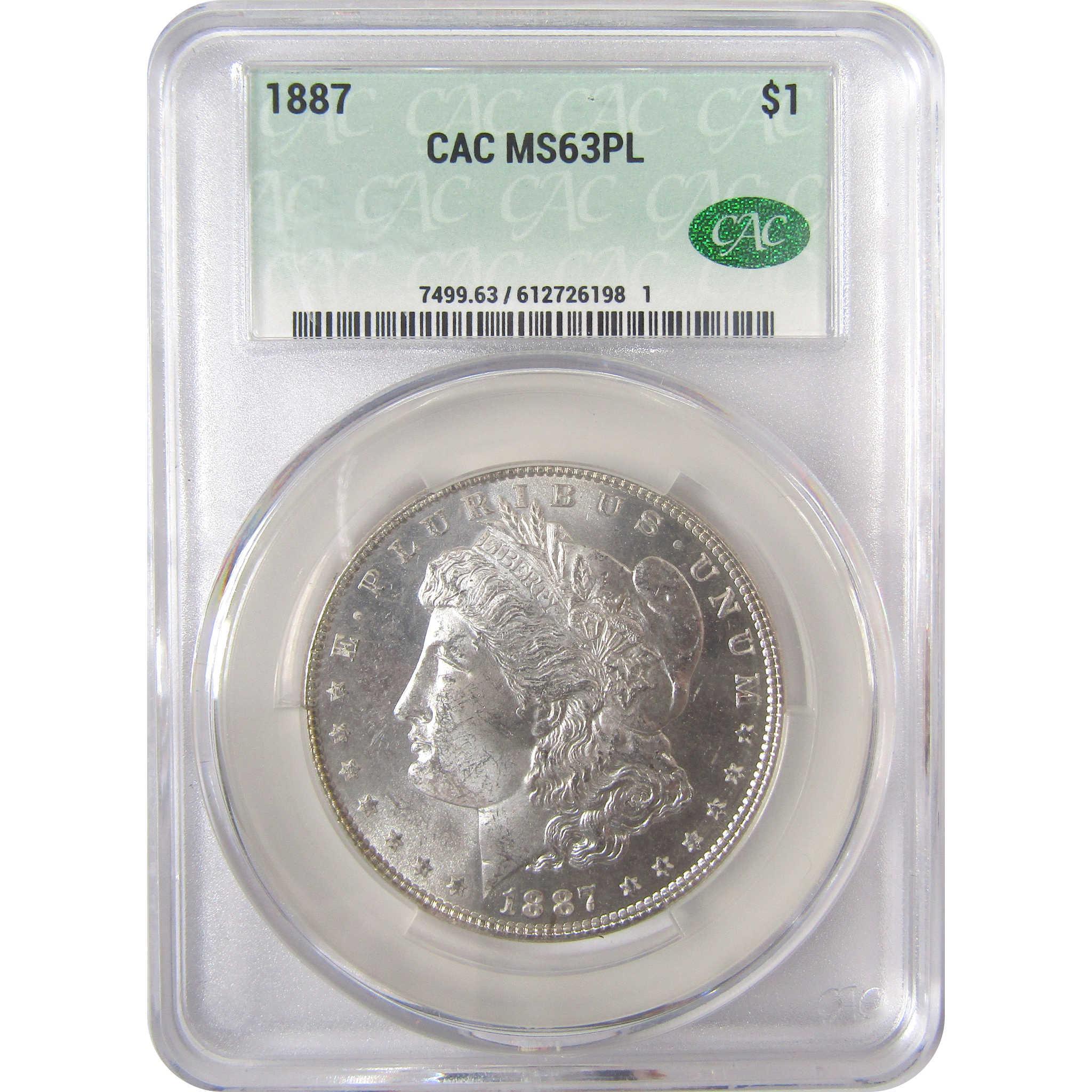 1887 Morgan Dollar MS 63 PL CAC Silver Proof-Like $1 Coin SKU:I17405 - Morgan coin - Morgan silver dollar - Morgan silver dollar for sale - Profile Coins & Collectibles