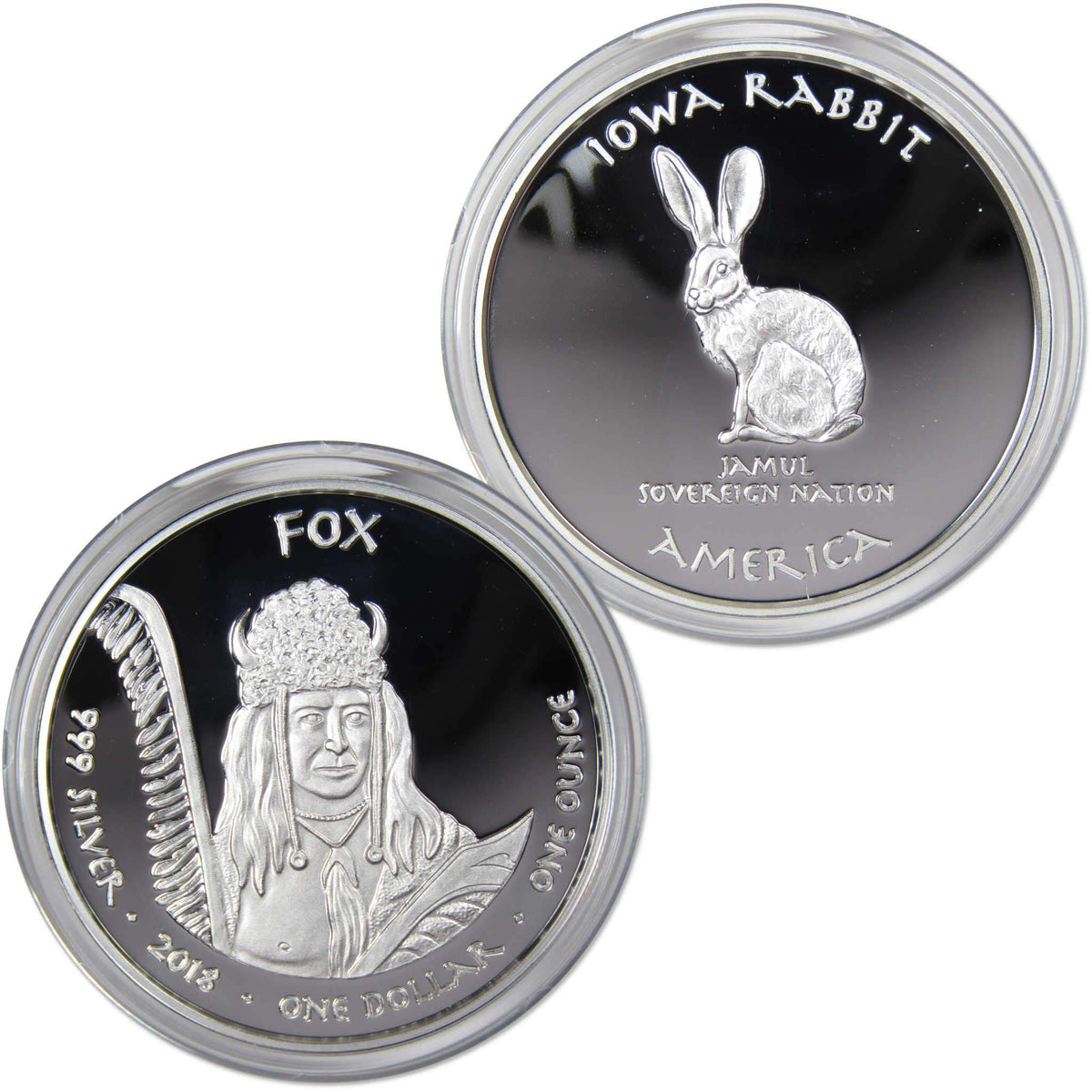 2018 Native American Jamul Fox Iowa Rabbit 1 oz Silver Proof $1 Coin