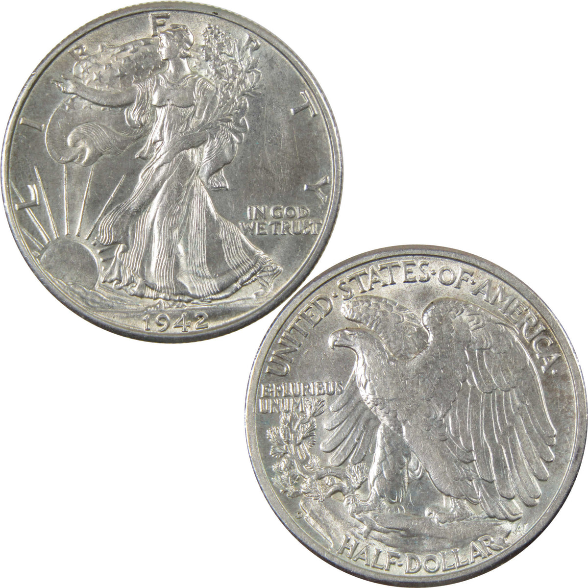 1942 D Liberty Walking Silver 50c Borderline Uncirculated SKU:I28675