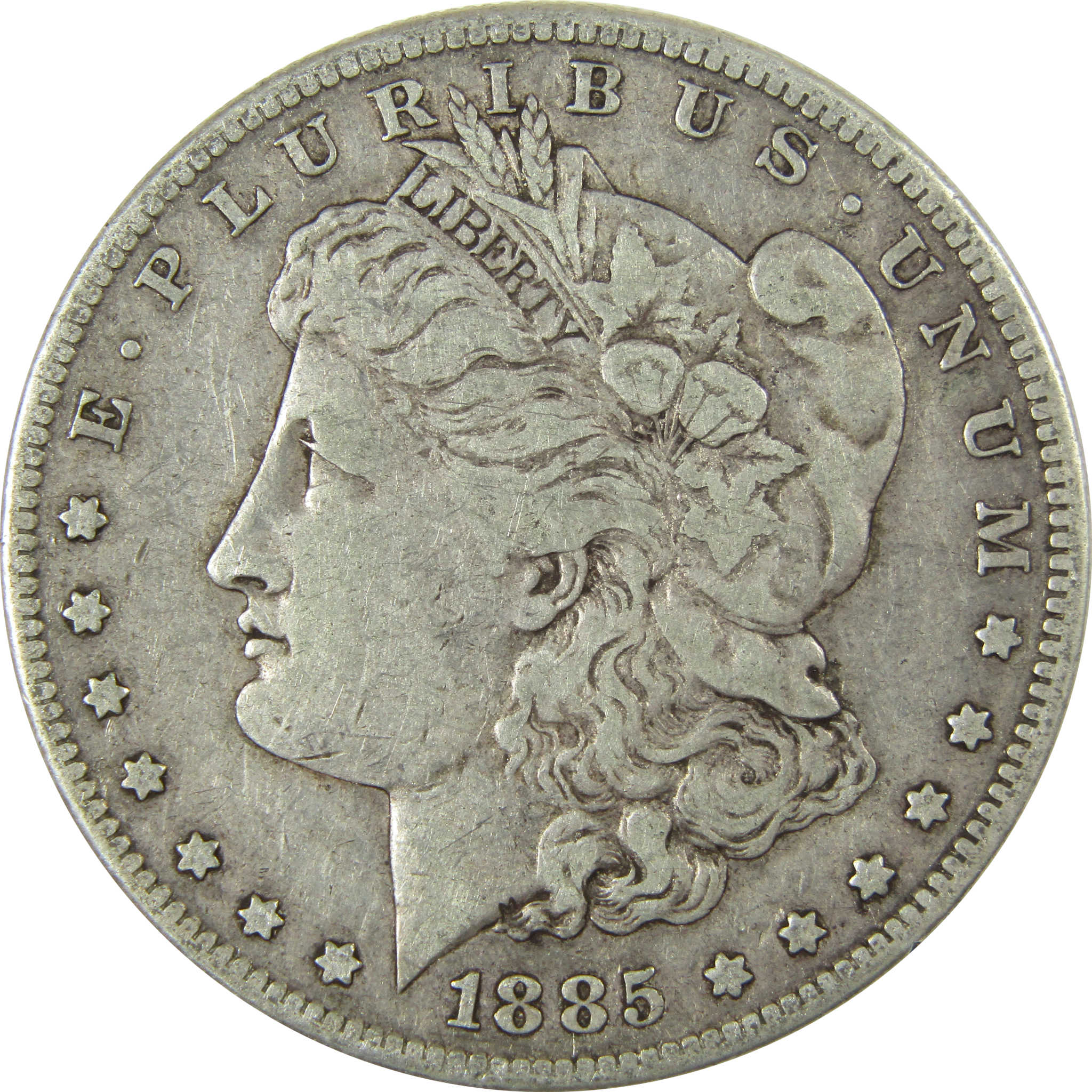 1885 S Morgan Silver Dollar VF Very Fine $1 Coin SKU:I26006 - Morgan coin - Morgan silver dollar - Morgan silver dollar for sale - Profile Coins & Collectibles