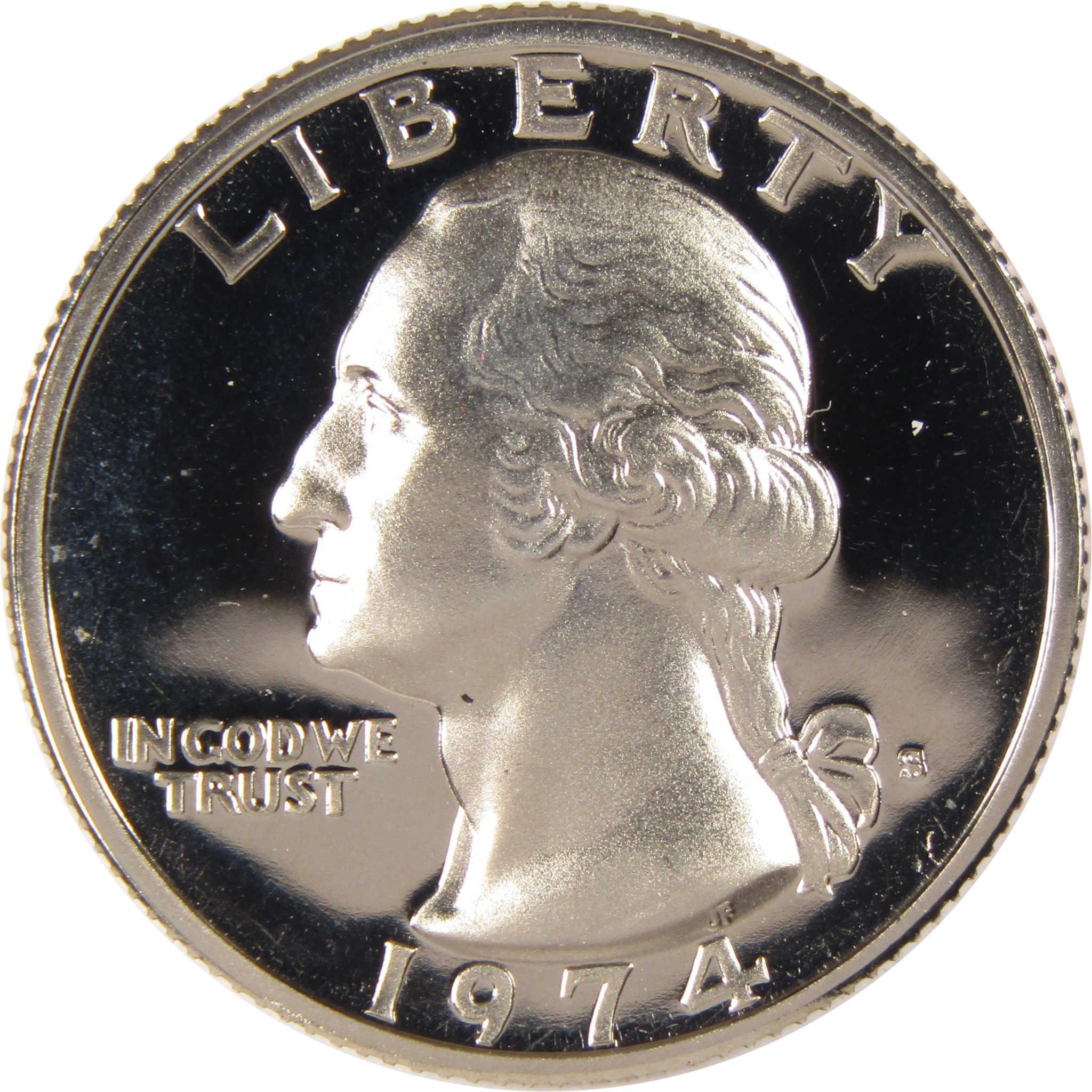 1974 Washington quarter coin, collectible silver currency, obverse side close-up