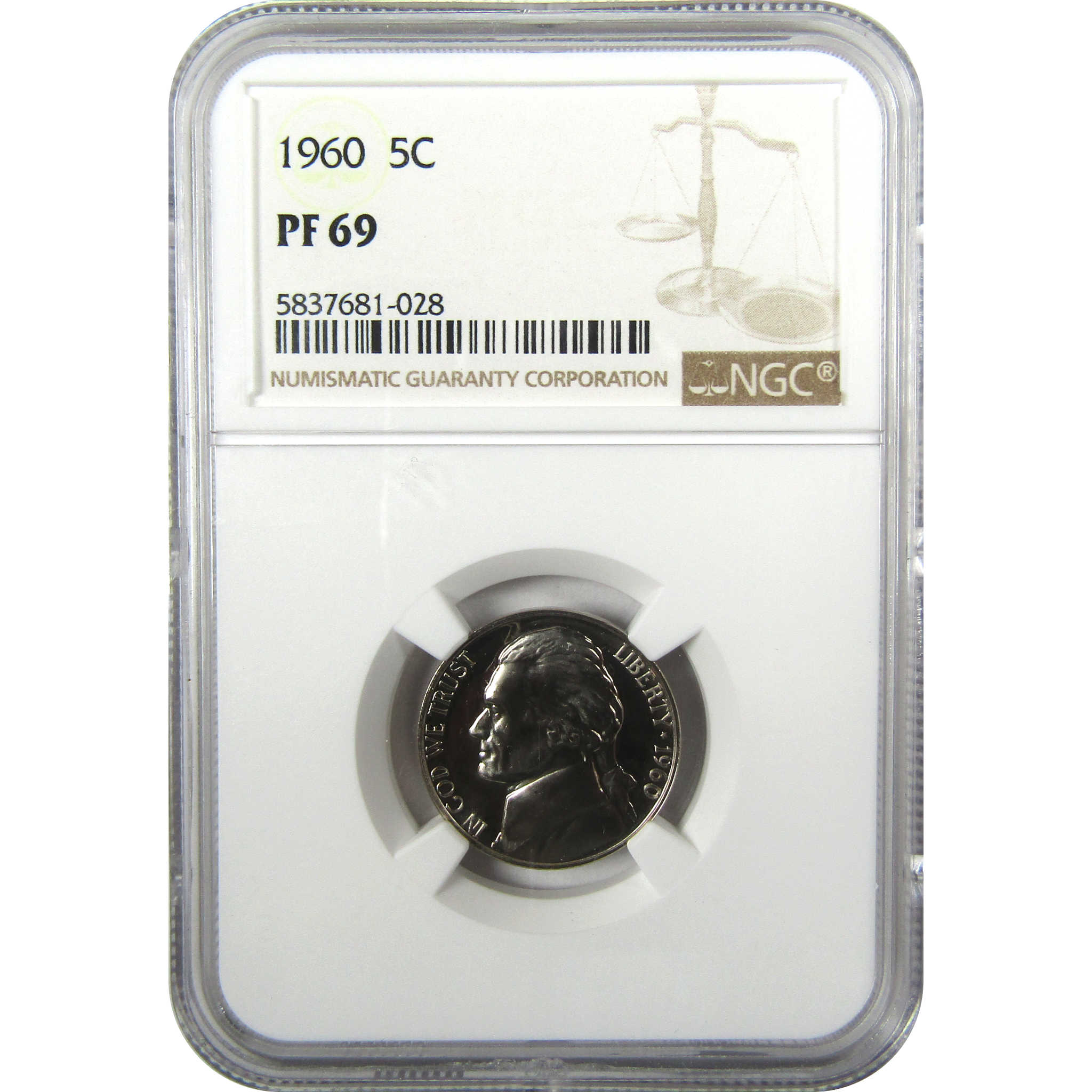 1960 Jefferson Nickel PF 69 NGC Proof 5c Coin Collectible SKU:I27328