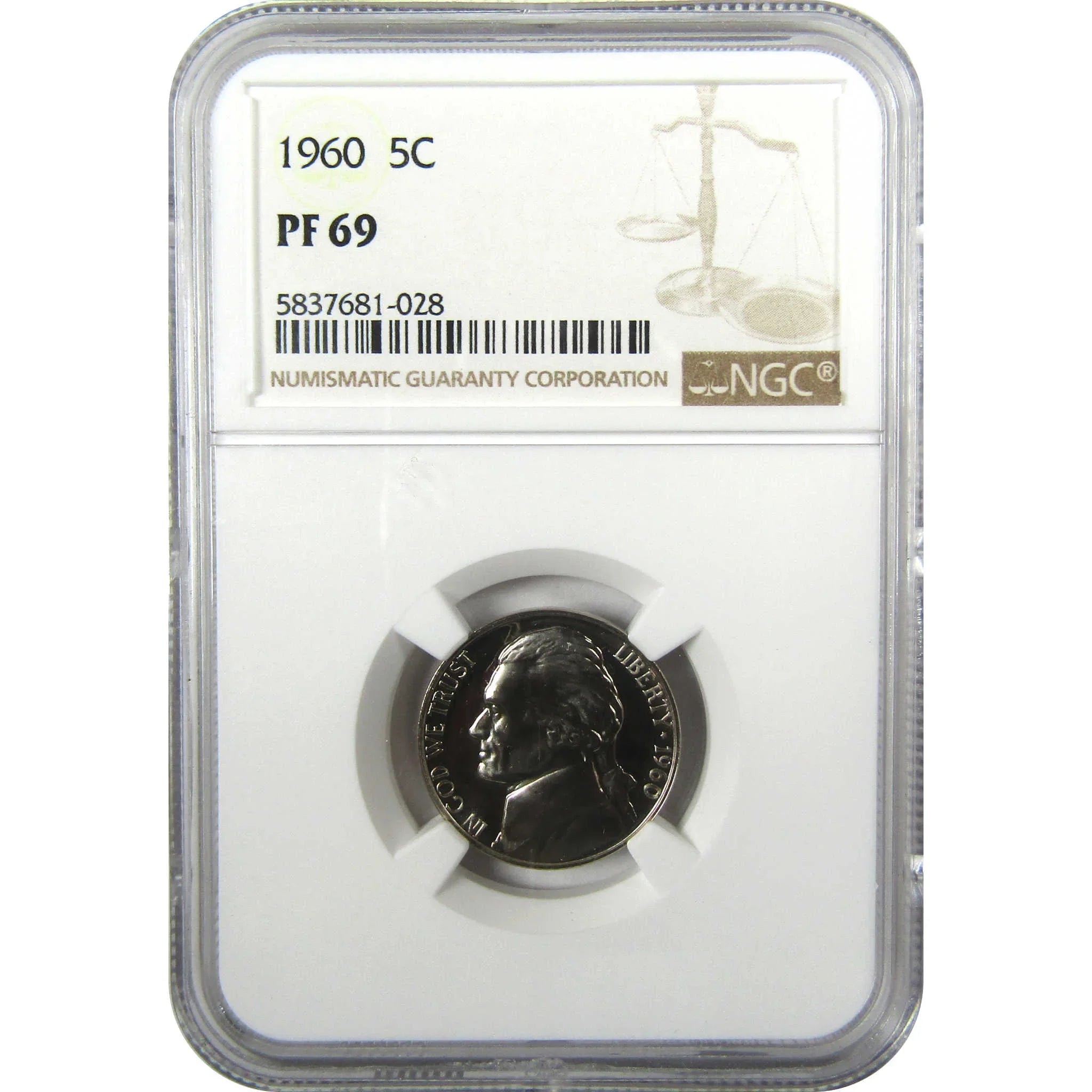1960 Jefferson Nickel PF 69 NGC Proof 5c Coin Collectible SKU:I27328