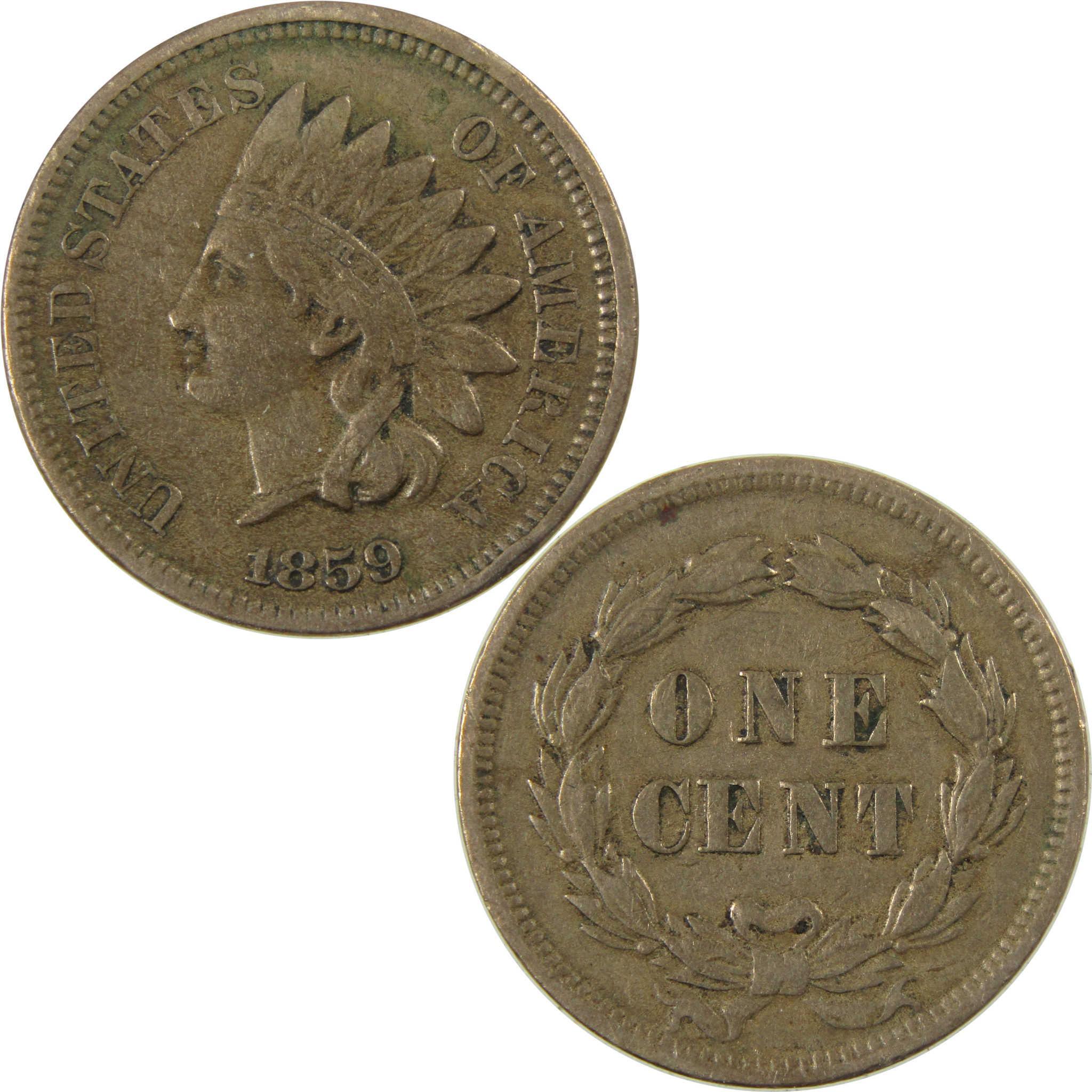 1859 Indian Head Cent VF Very Fine Penny 1c Coin SKU:CP1139