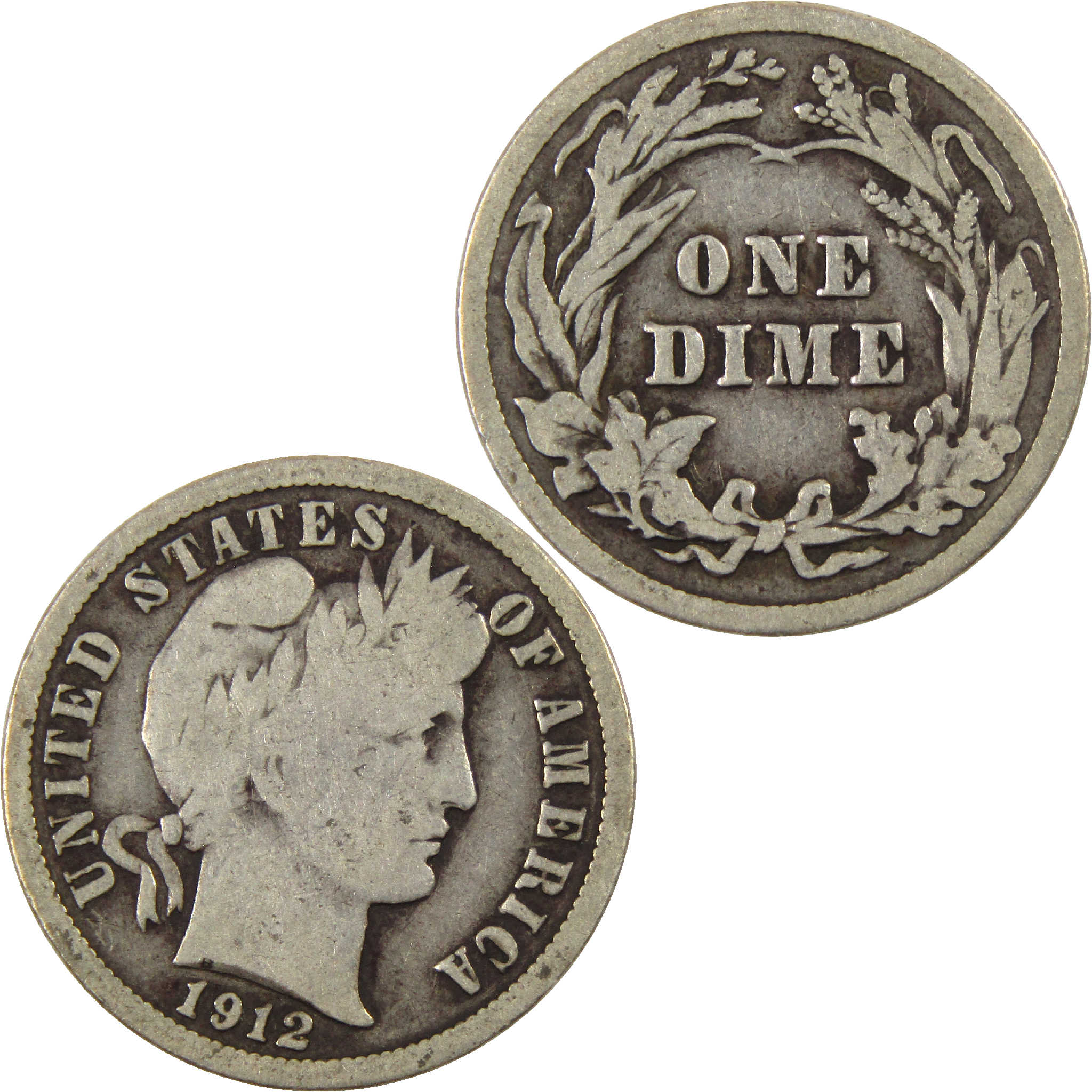 1912 Barber Dime VG Very Good Silver 10c Coin