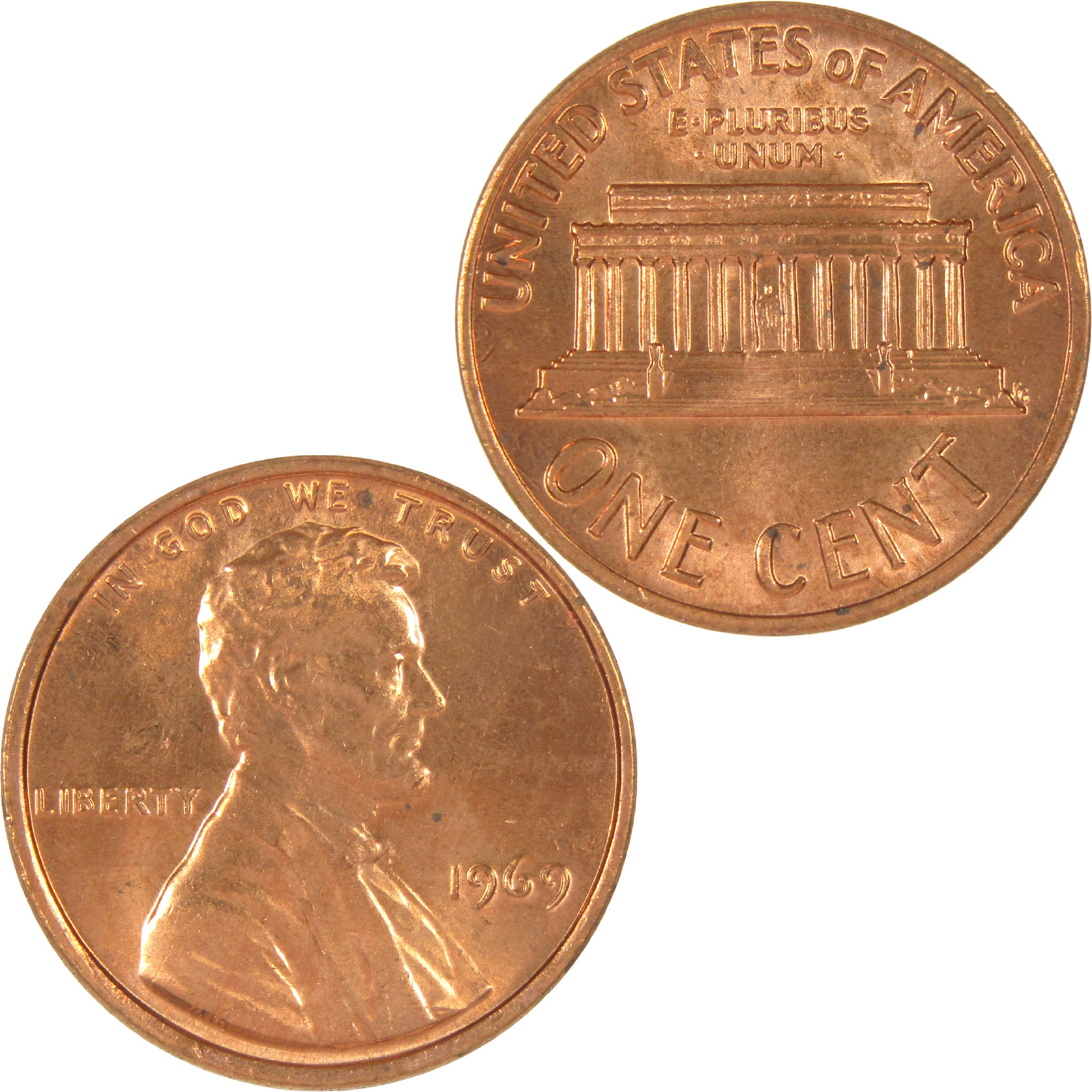 1969 Lincoln one cent coin obverse and reverse, collectible US penny
