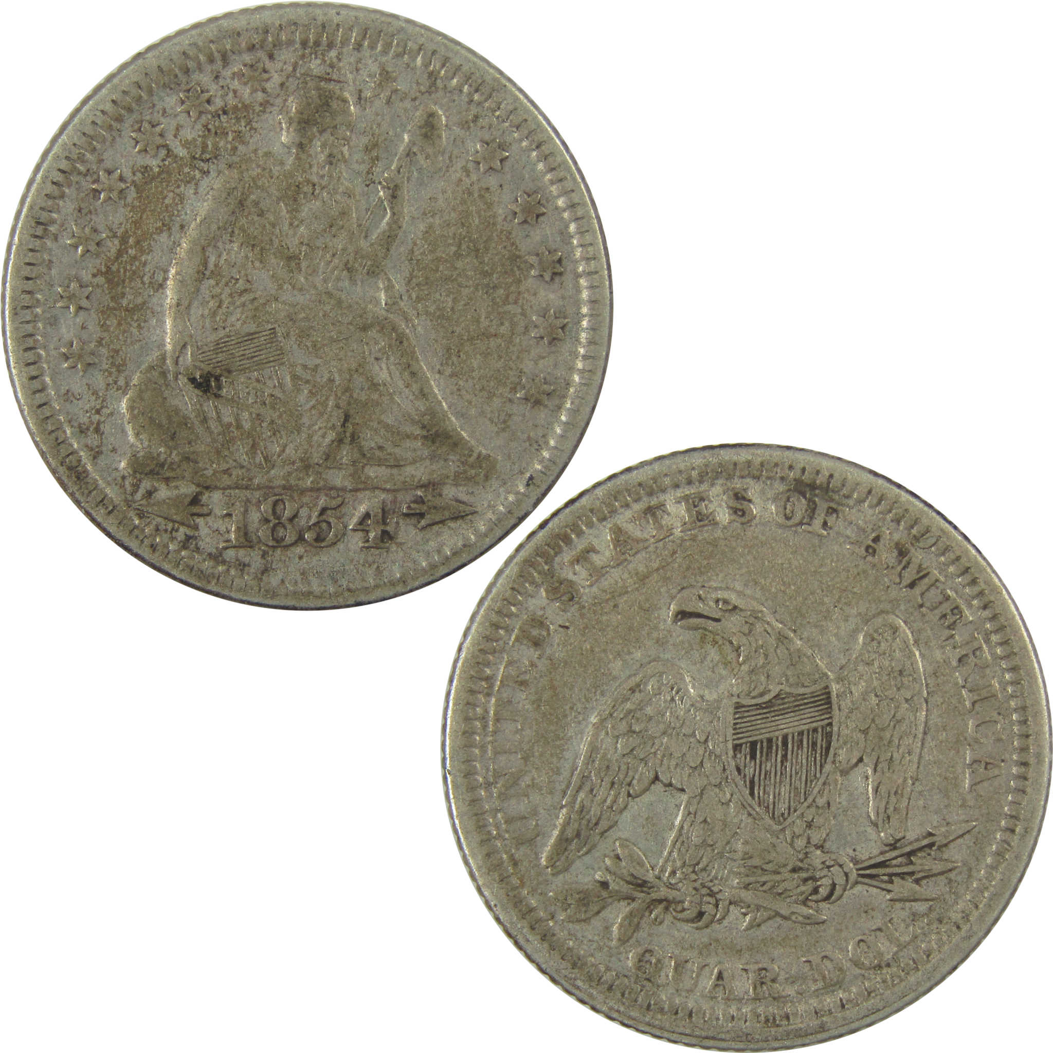 1854 Seated Liberty Quarter XF EF Extremely Fine Silver SKU:I20005