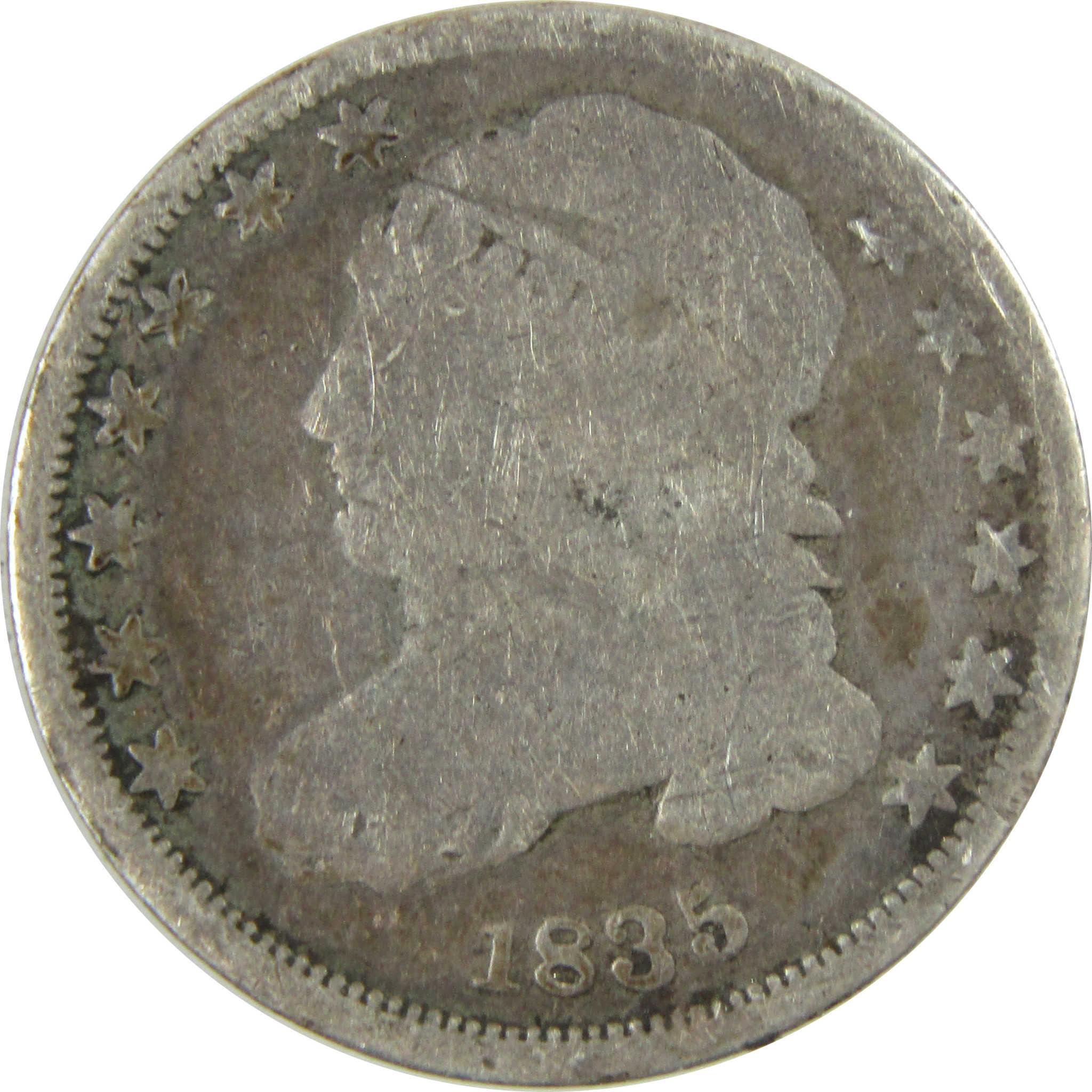 1835 Capped Bust Silver Dime AG About Good 10c Coin SKU:CP698