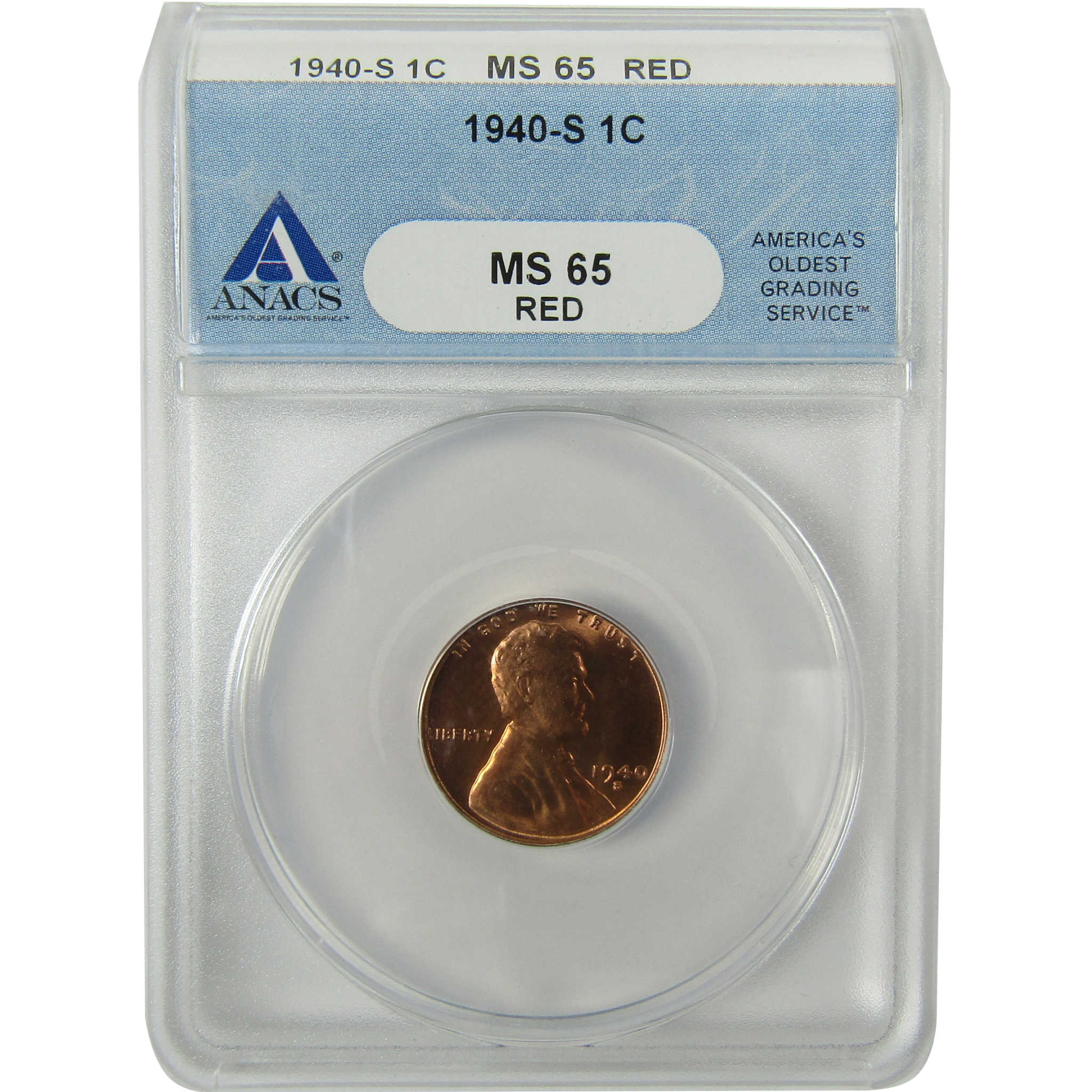 1940 S Lincoln Wheat Cent MS 65 RD ANACS Penny 1c Coin SKU:I28430