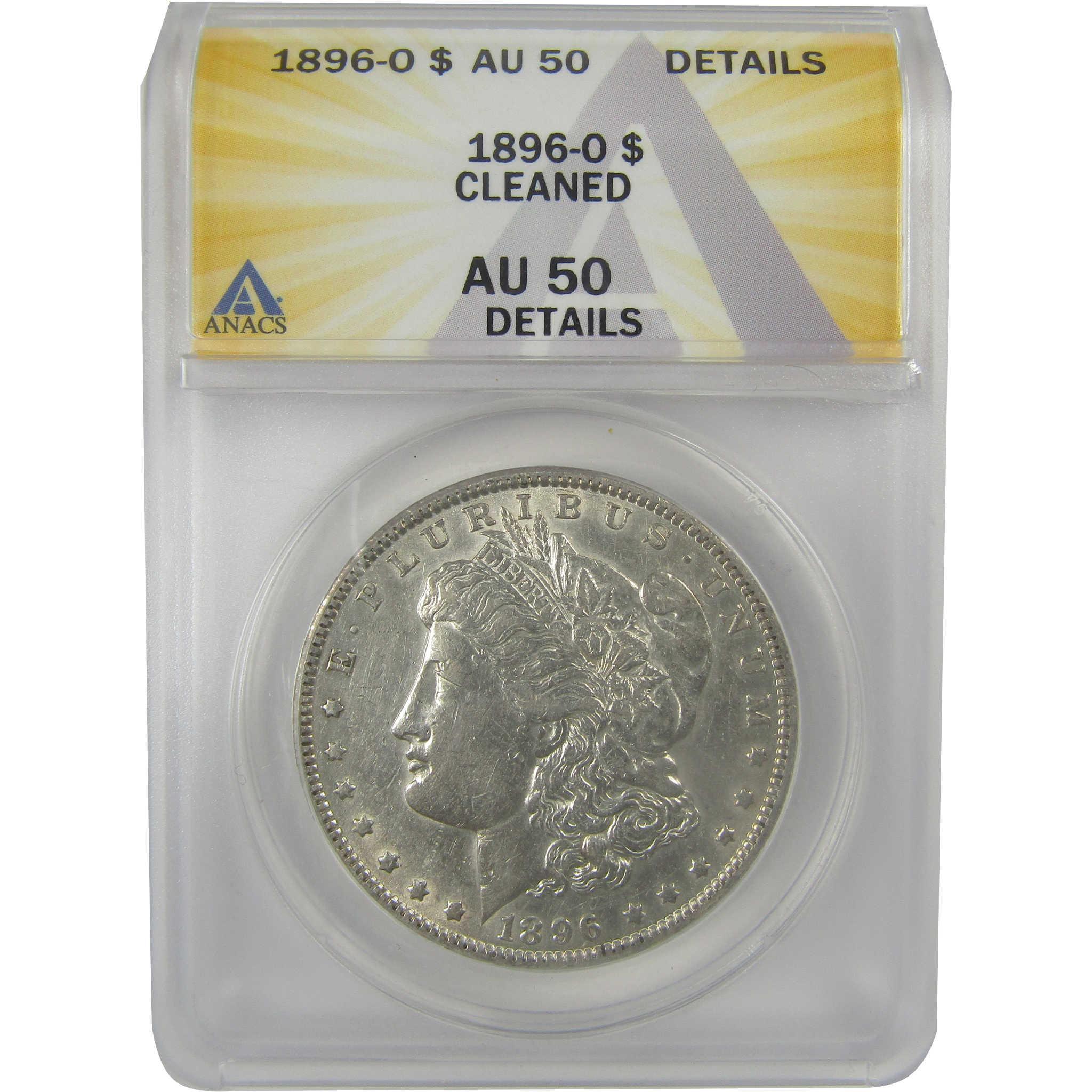 1896 O Morgan Dollar AU 50 Details ANACS Silver $1 Coin SKU:I21784 - Morgan coin - Morgan silver dollar - Morgan silver dollar for sale - Profile Coins & Collectibles