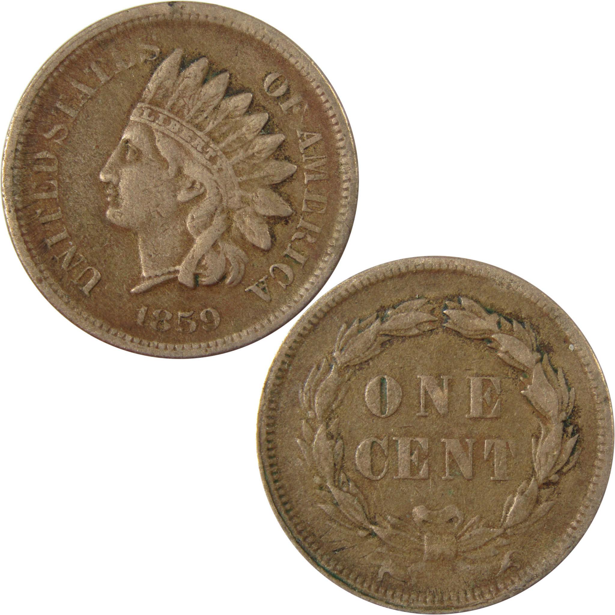 1859 Indian Head Cent VF Very Fine Details Penny 1c Coin SKU:CP1244
