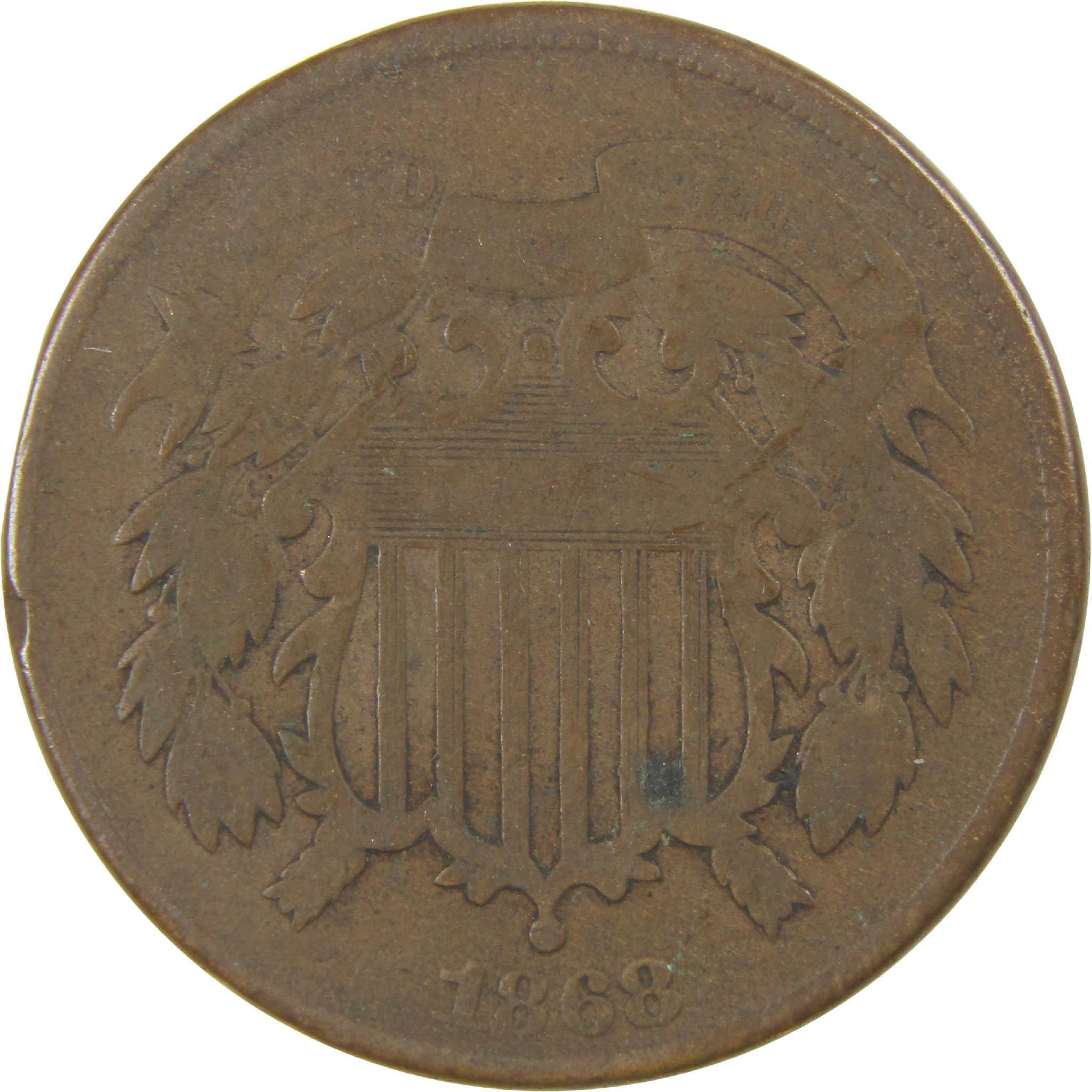 1868 Two Cent Piece VG Very Good 2c Coin
