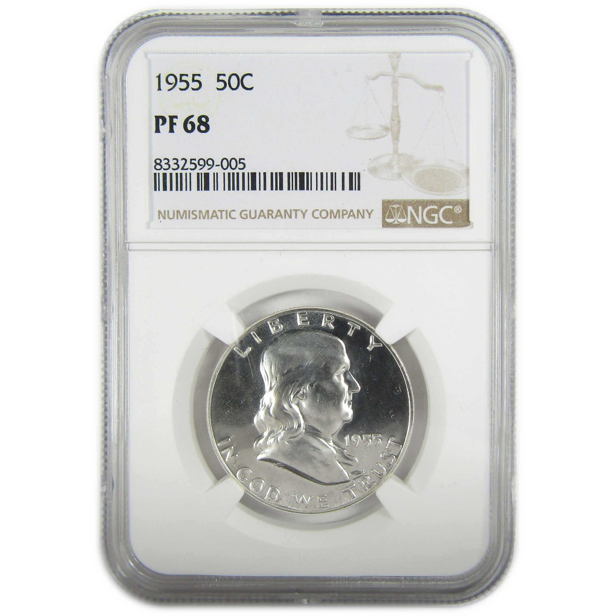 1955 Franklin Silver Half Dollar PF 68 NGC Proof 50c Coin SKU:I27407