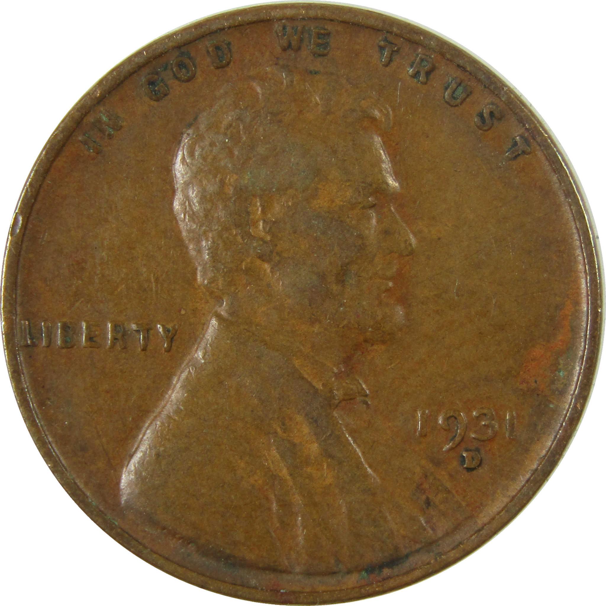 1931 D Lincoln Wheat Cent XF EF Extremely Fine Penny SKU:I27134