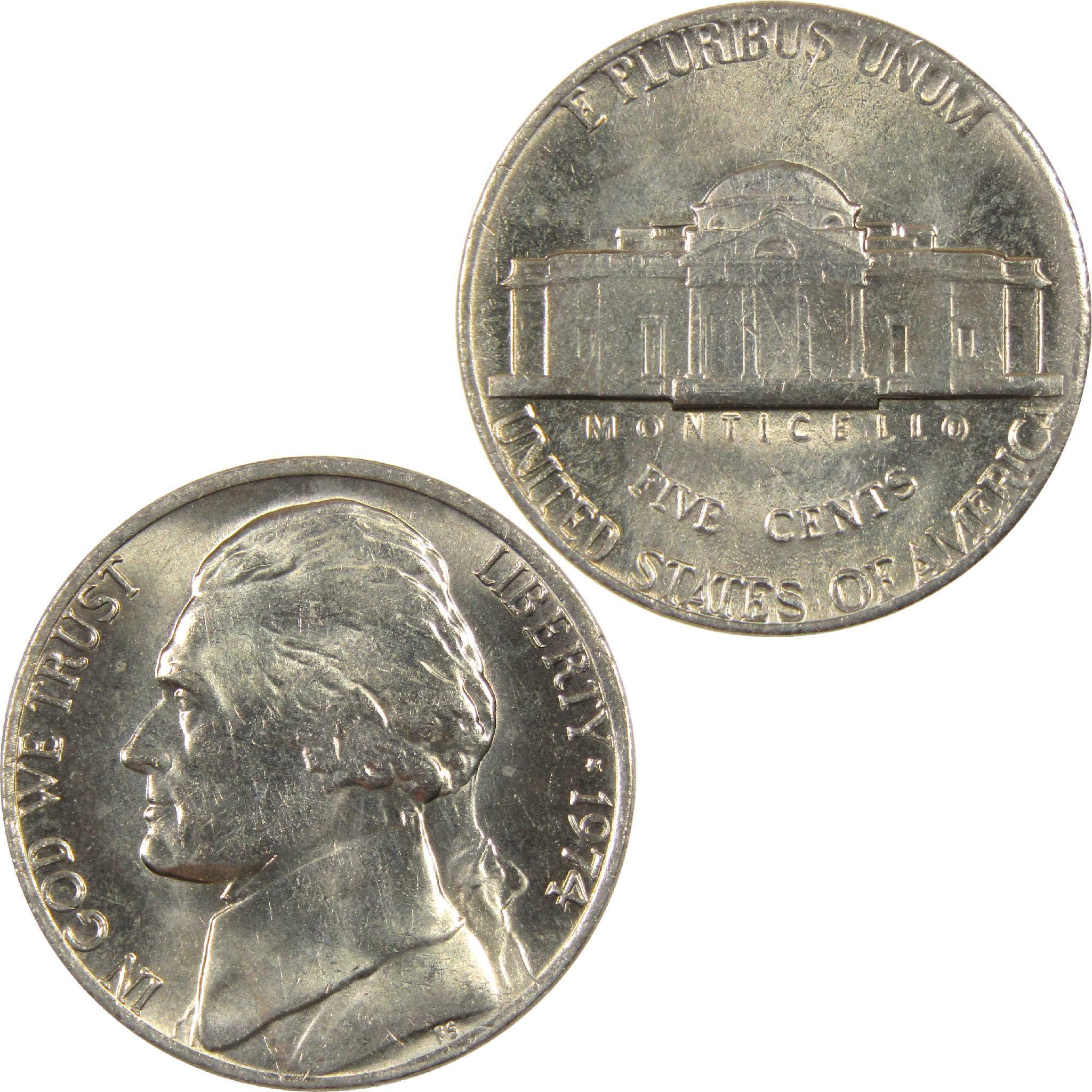 1974 Jefferson nickel collectible coin showing obverse and reverse sides