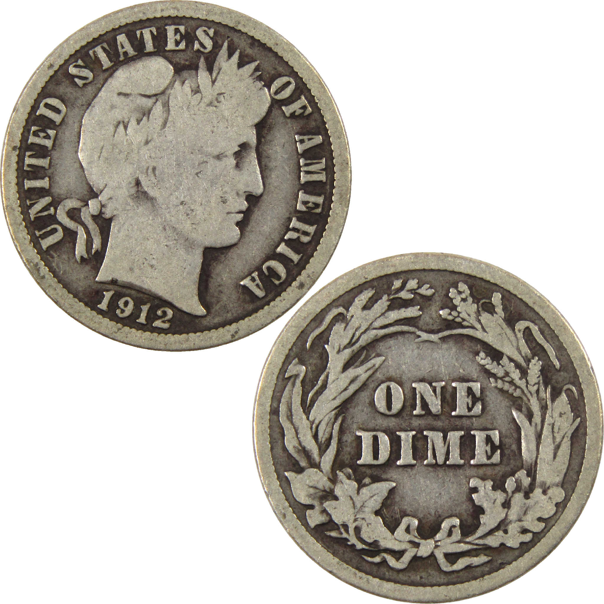 1912 Barber Dime VG Very Good Silver 10c Coin