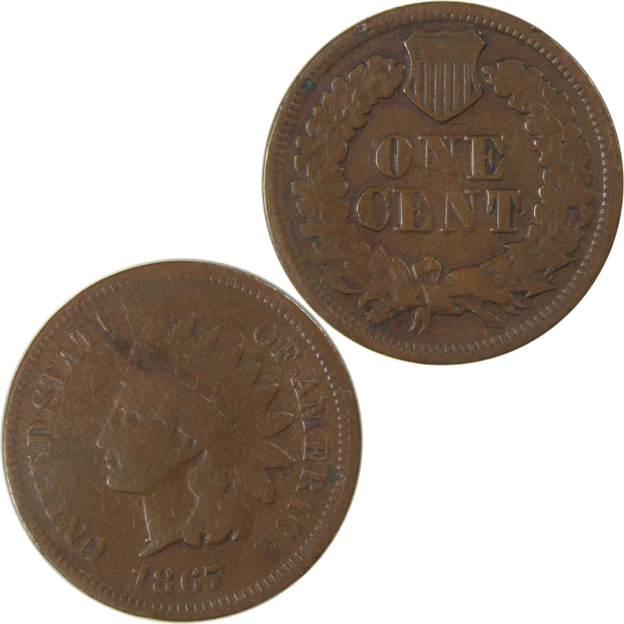 1867 Indian Head Cent VG Very Good Details Penny 1c Coin SKU:I23989