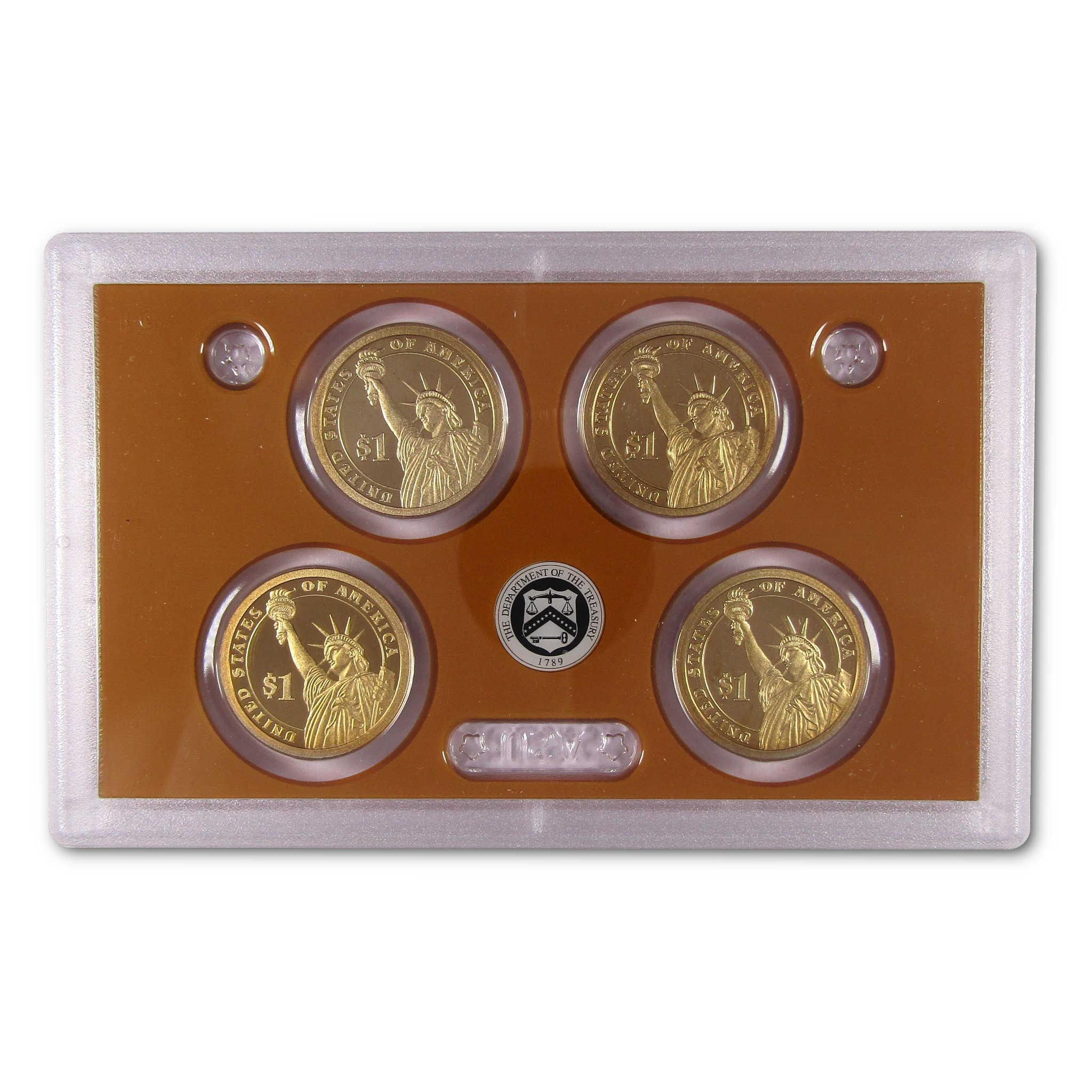 US dollar collectible coin set with Statue of Liberty design in display case