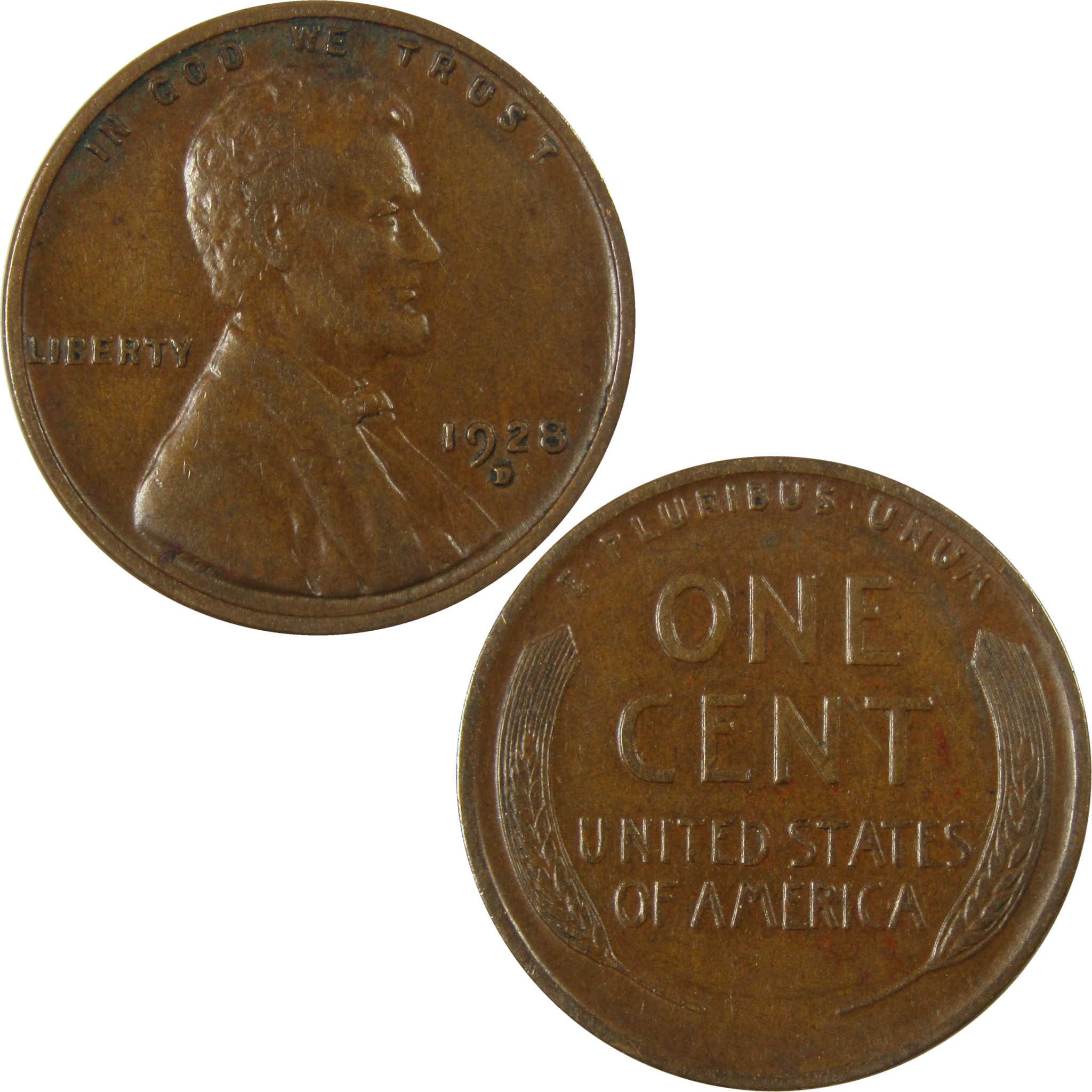 1928 D Lincoln Wheat Cent VF Very Fine Penny 1c Coin SKU:I27586