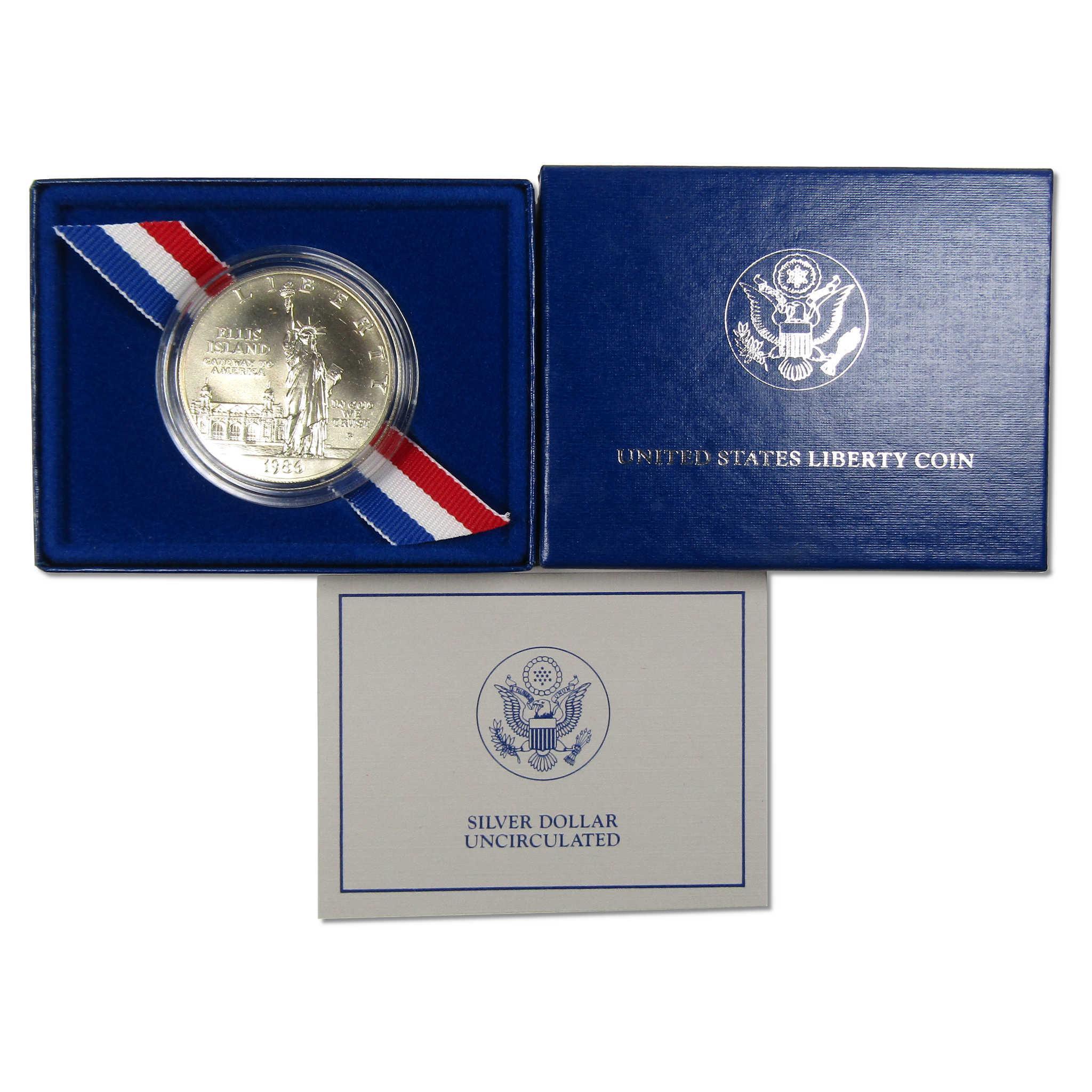 1986 P Statue of Liberty Commemorative Silver Dollar Uncirculated OGP