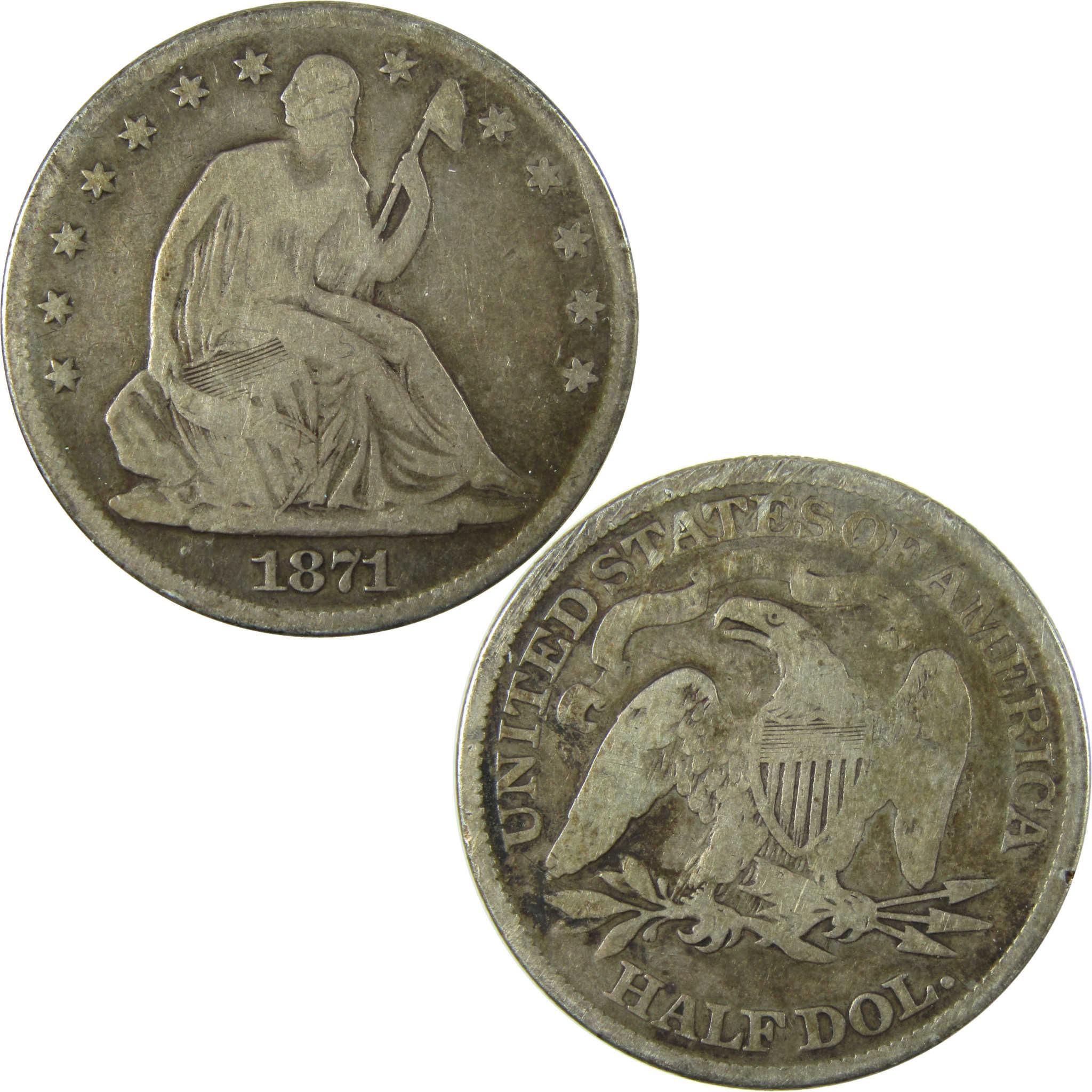 1871 Seated Liberty Silver Half Dollar VG Very Good SKU:I27858
